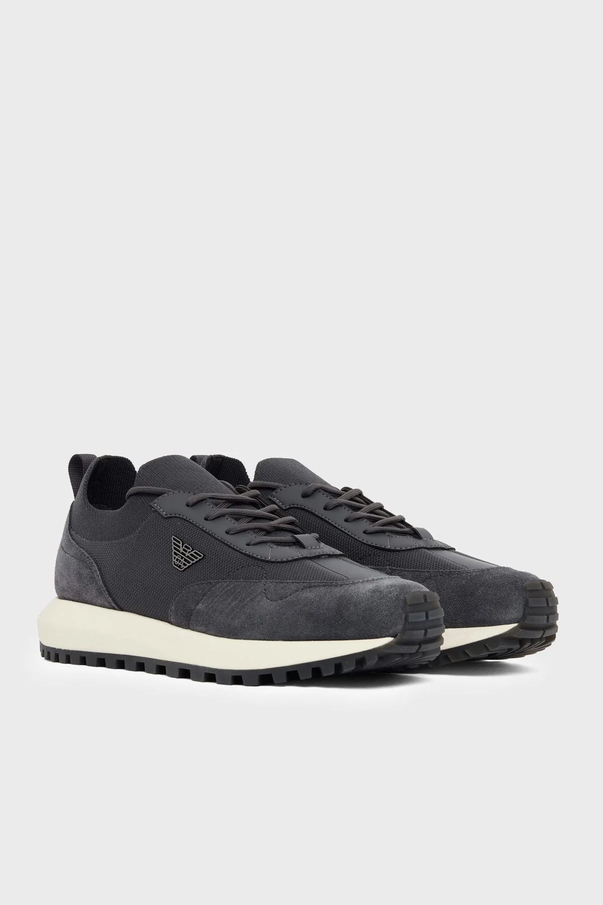 Emporio Armani Logolu Süet Sneaker Erkek Ayakkabı EM003739 AF19724 M8478 Antrasit - 3