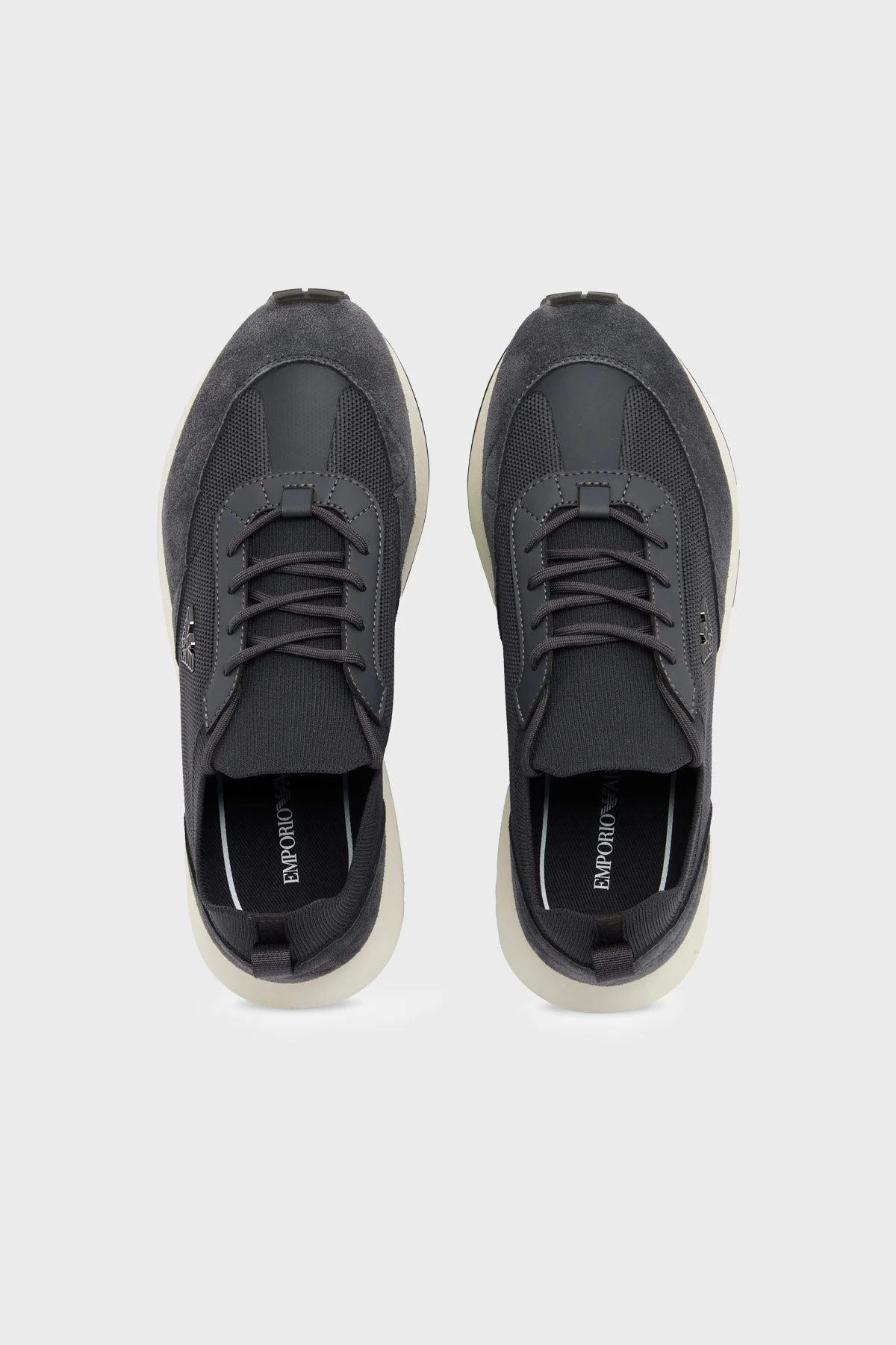 Emporio Armani Logolu Süet Sneaker Erkek Ayakkabı EM003739 AF19724 M8478 Antrasit - 4
