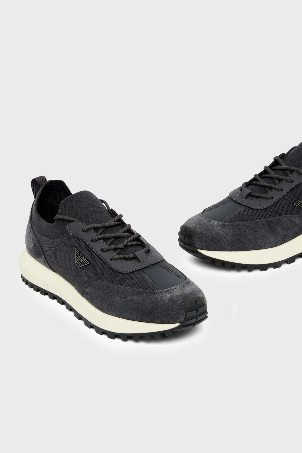 Emporio Armani Logolu Süet Sneaker Erkek Ayakkabı EM003739 AF19724 M8478 Antrasit - 5