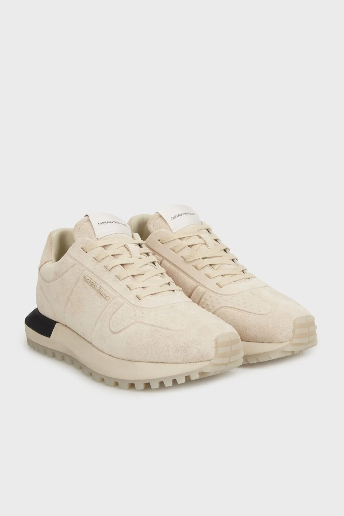 Emporio Armani Logolu Süet Sneaker Erkek Ayakkabı EM003740 AF19728 U0015 EKRU - 3