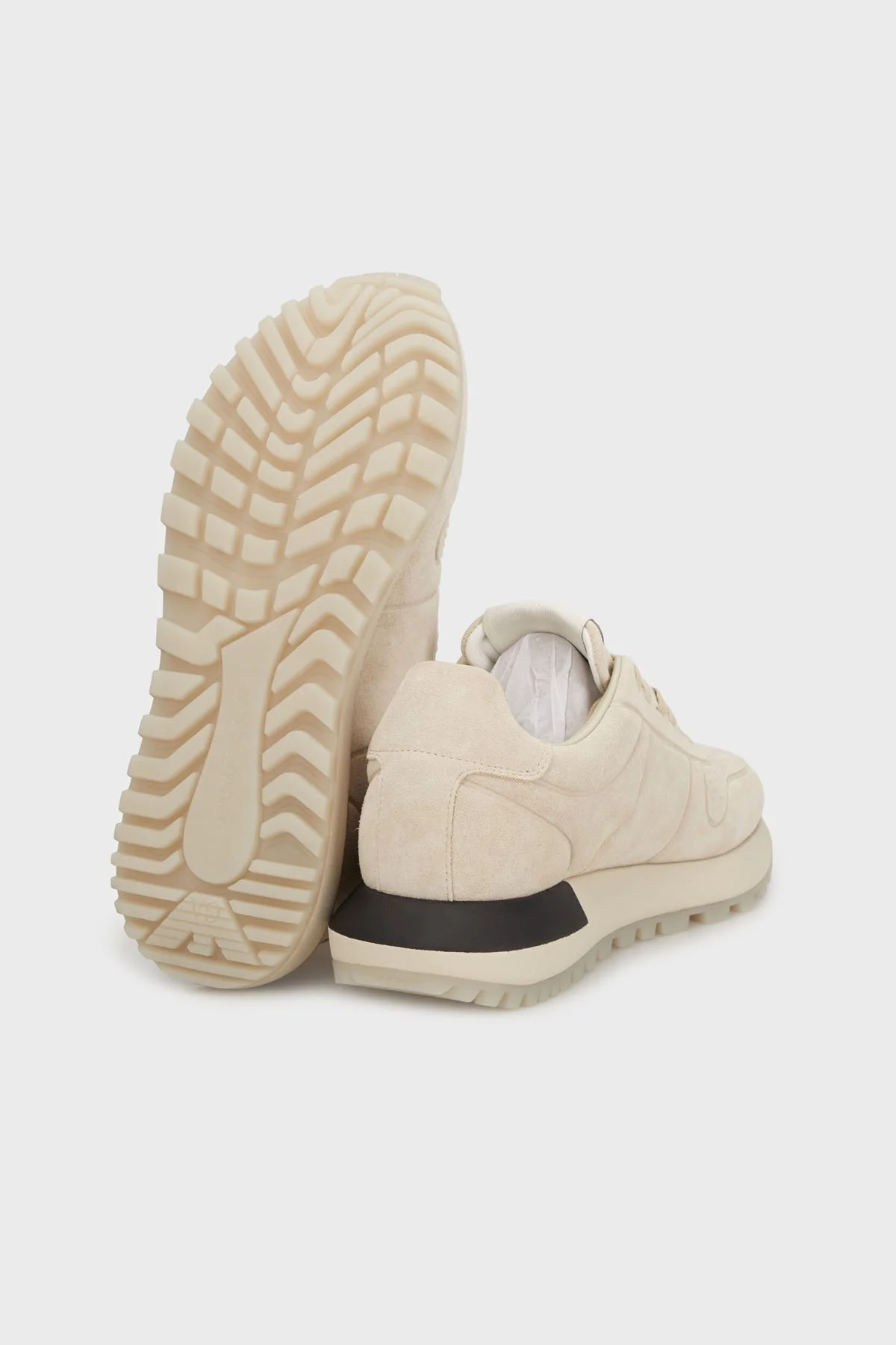 Emporio Armani Logolu Süet Sneaker Erkek Ayakkabı EM003740 AF19728 U0015 EKRU - 4