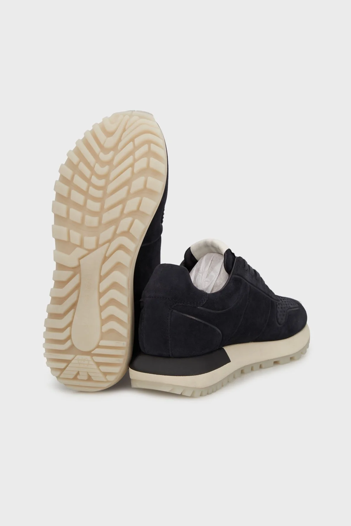 Emporio Armani Logolu Süet Sneaker Erkek Ayakkabı EM003740 AF19728 ZB005 LACİVERT - 4