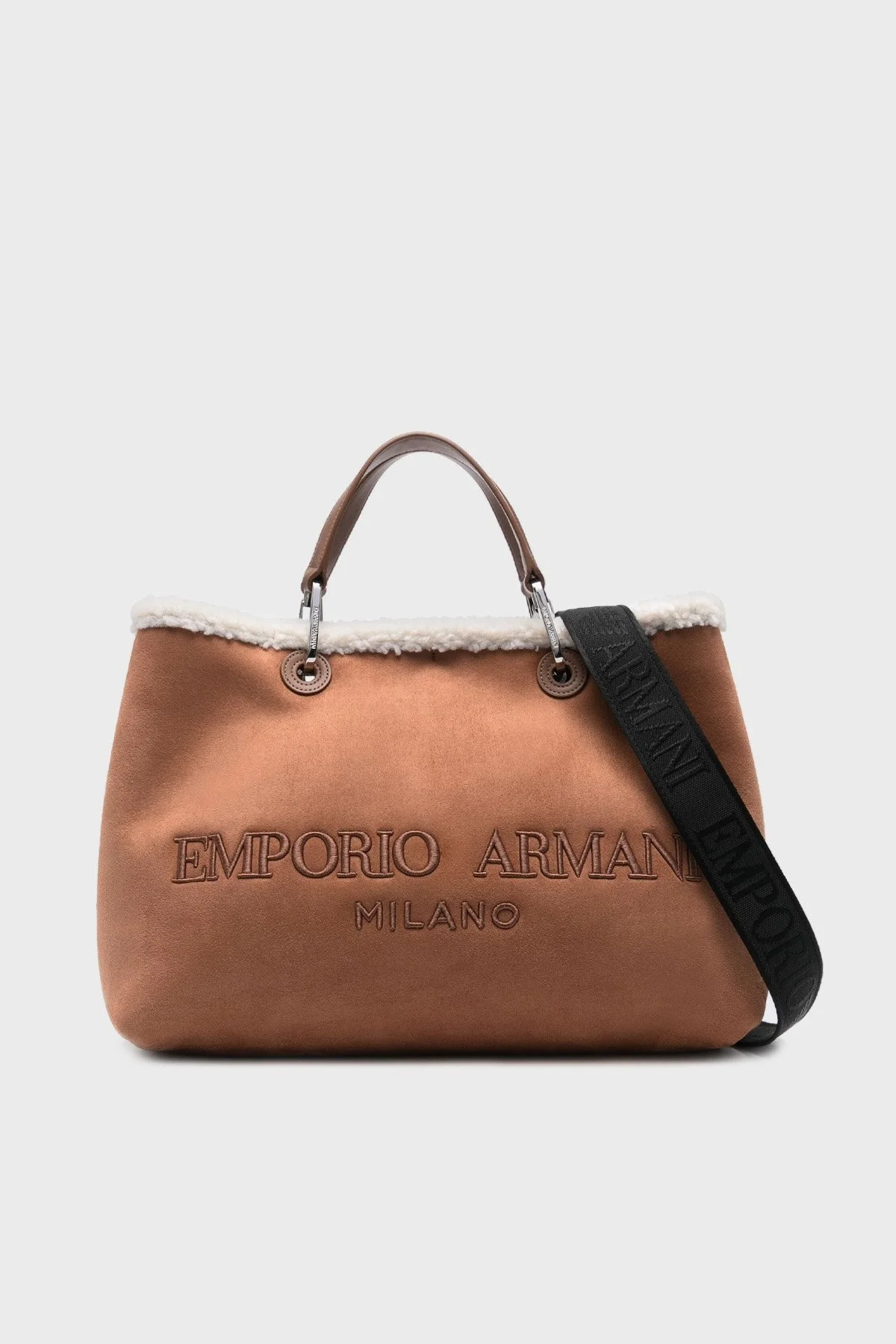 Emporio Armani Logolu Süslemeli Ayarlanabilir ve Çıkarılabilir Omuz Askılı Bayan Çanta Y3D165 YZZ0E 80797 KAHVE - 1