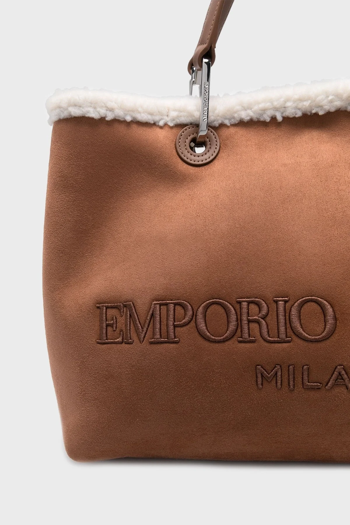 Emporio Armani Logolu Süslemeli Ayarlanabilir ve Çıkarılabilir Omuz Askılı Bayan Çanta Y3D165 YZZ0E 80797 KAHVE - 3