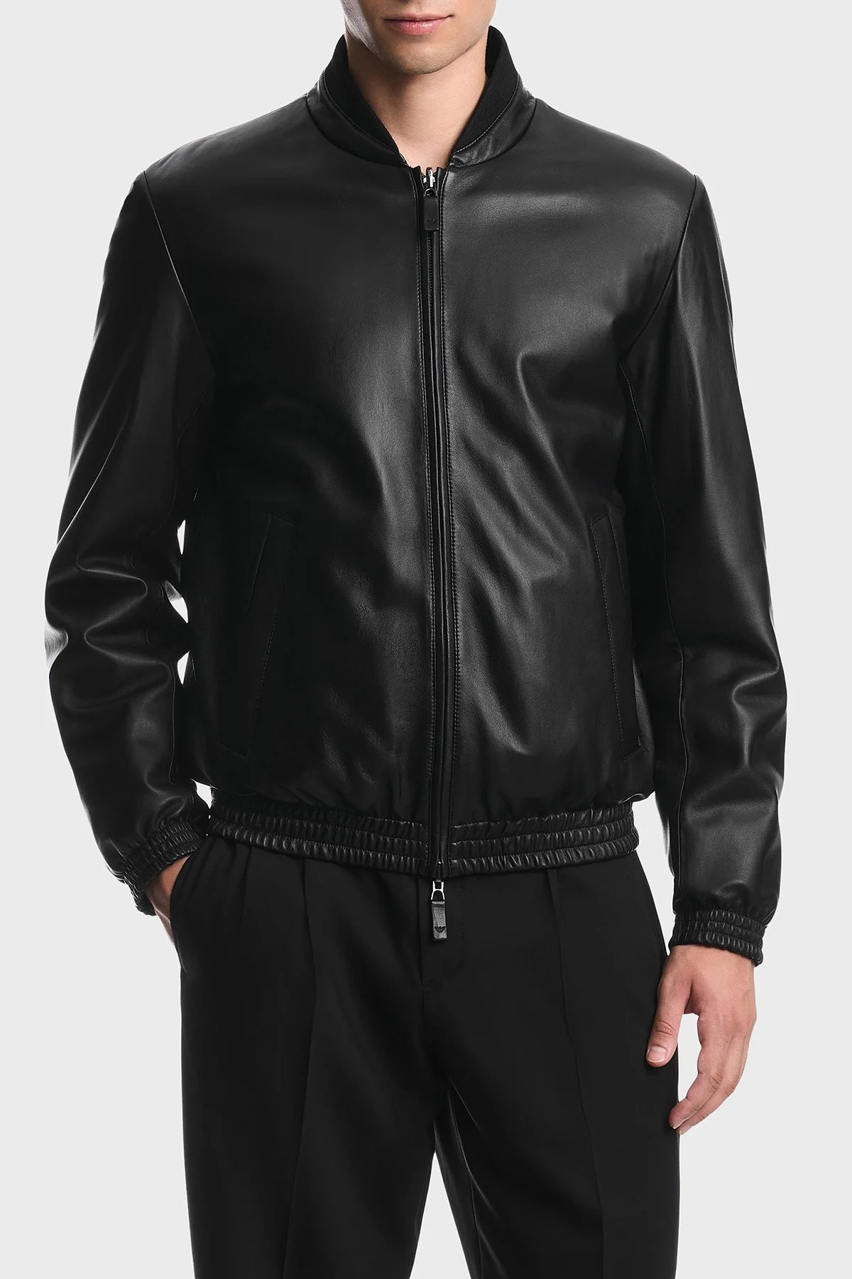 Emporio Armani Logolu Suya Dayanıklı Çift Taraflı Bomber Erkek Ceket EM007244 AF29324 UC001 Siyah - 1