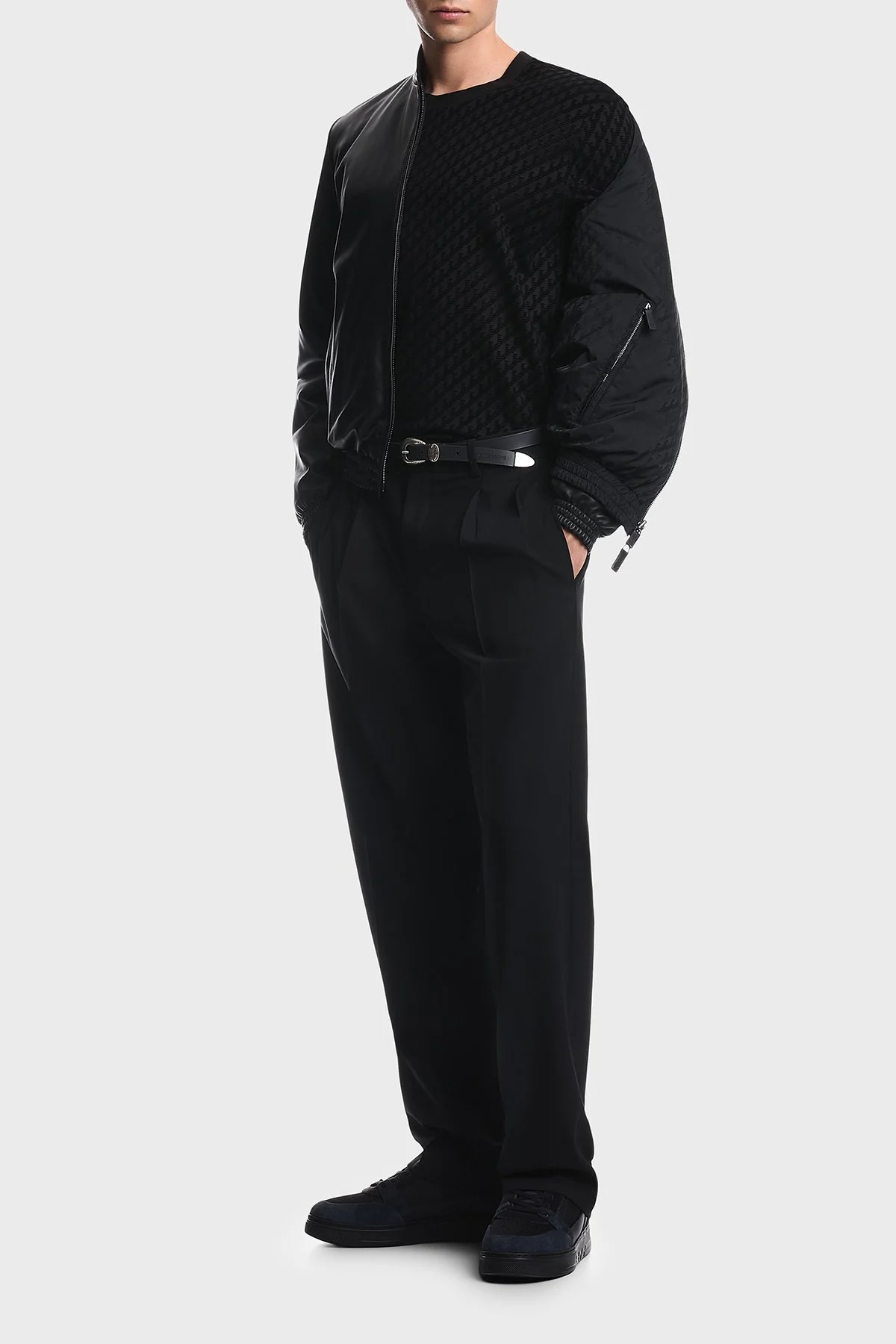 Emporio Armani Logolu Suya Dayanıklı Çift Taraflı Bomber Erkek Ceket EM007244 AF29324 UC001 Siyah - 2