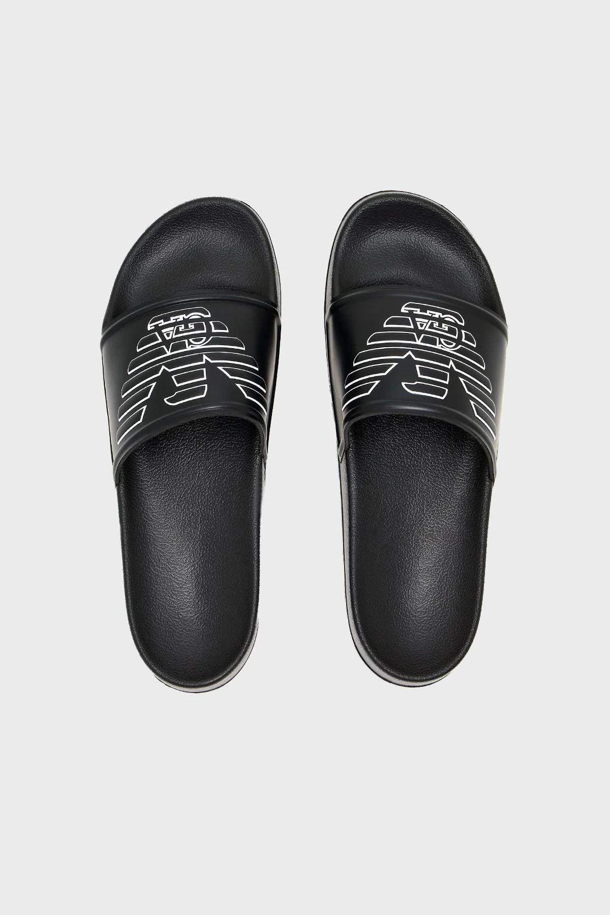 Emporio Armani Logolu Tek Bantlı Unisex Terlik XVPS11 XR273 K485 SİYAH-BEYAZ - 6