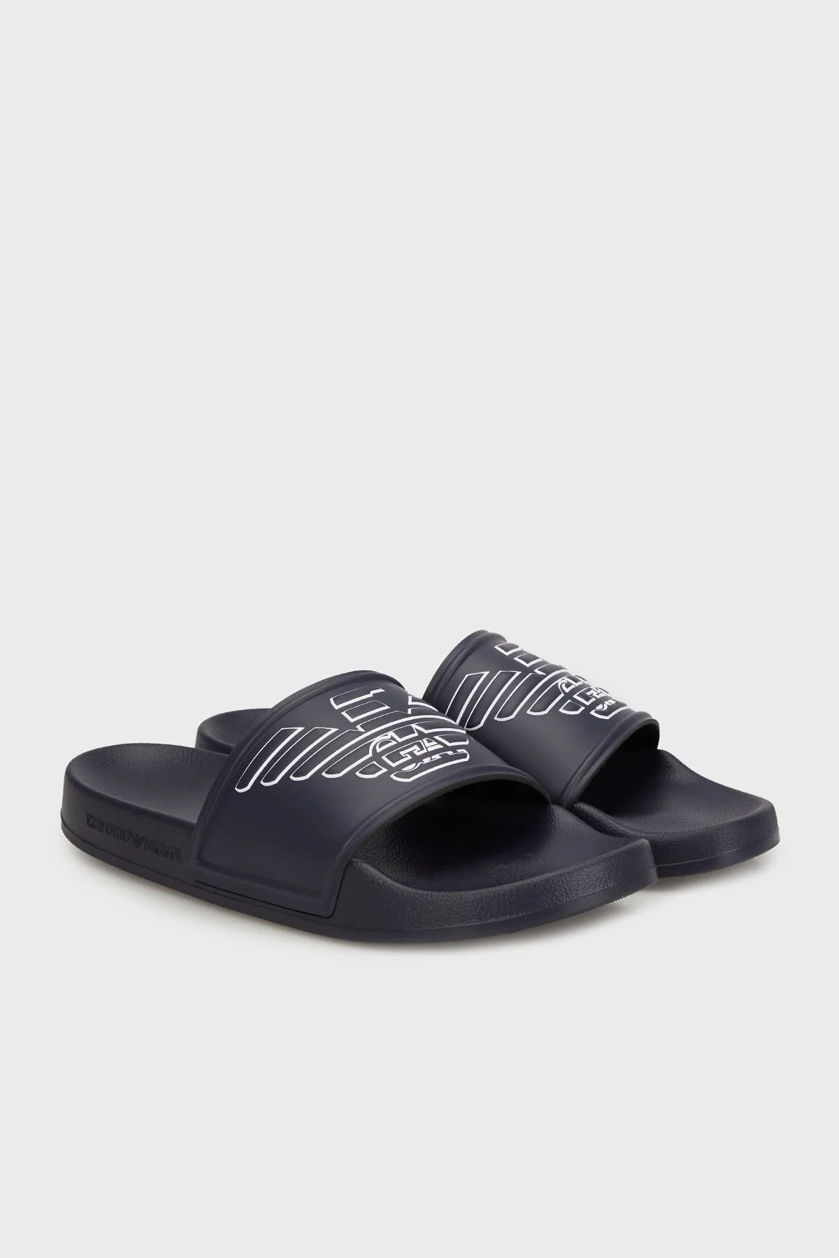 Emporio Armani Logolu Tek Bantlı Unisex Terlik XVPS11 XR273 K578 MAVİ-BEYAZ - 7