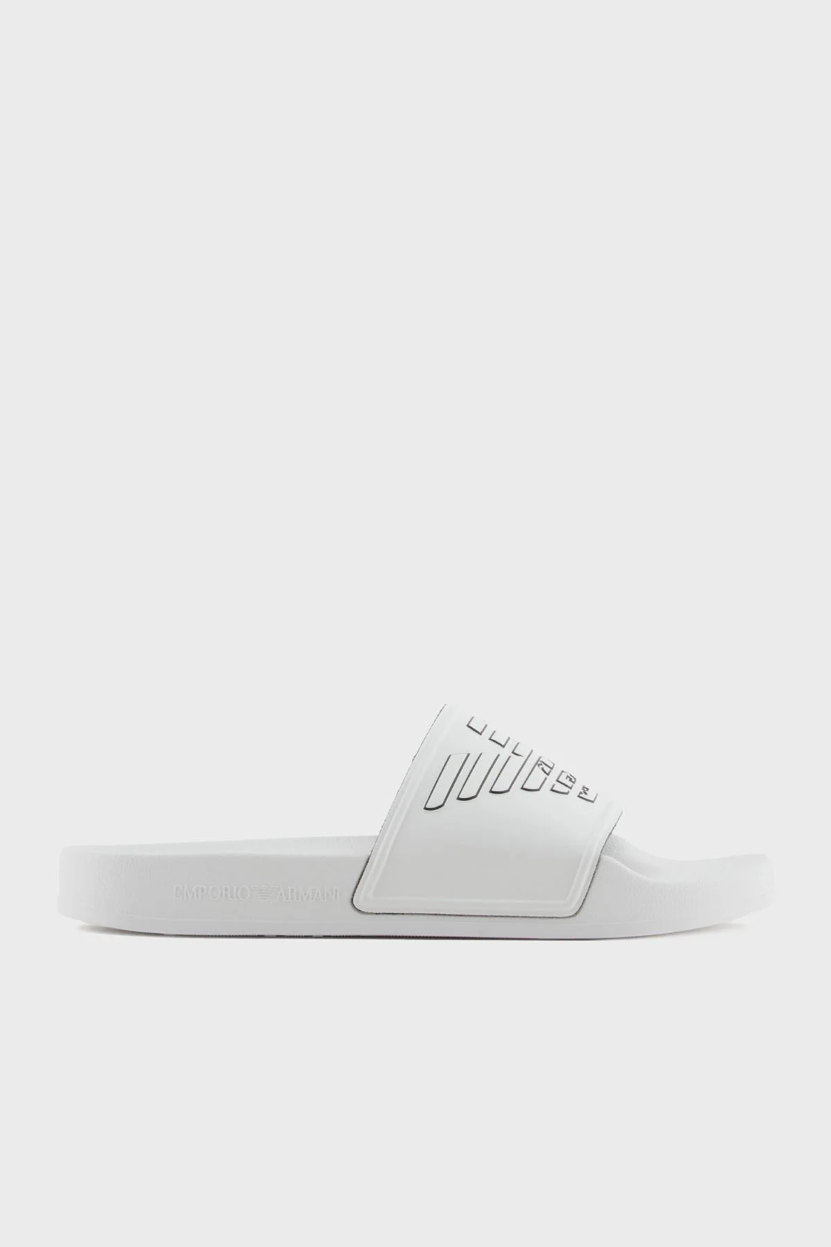 Emporio Armani Logolu Tek Bantlı Unisex Terlik XVPS11 XR273 T680 BEYAZ-SİYAH - 7