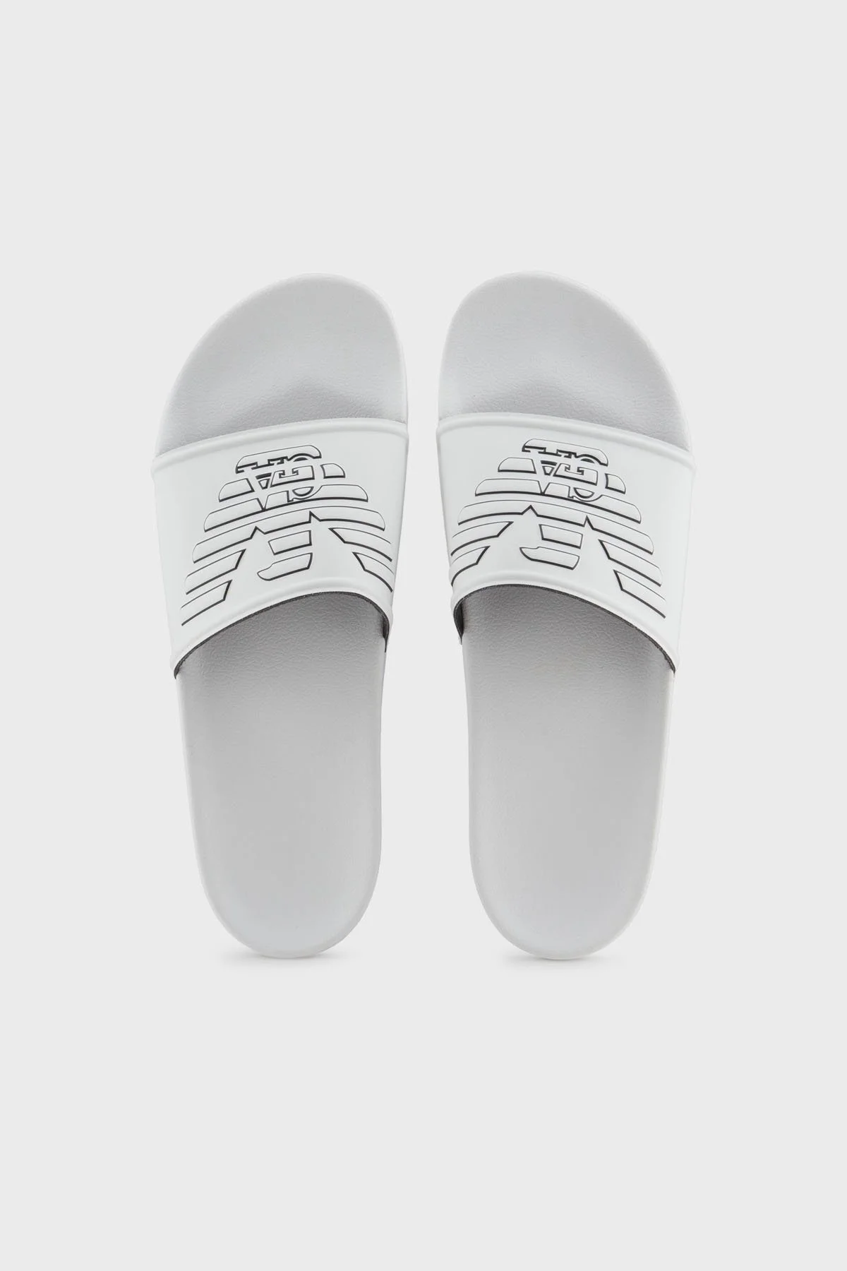 Emporio Armani Logolu Tek Bantlı Unisex Terlik XVPS11 XR273 T680 BEYAZ-SİYAH - 9