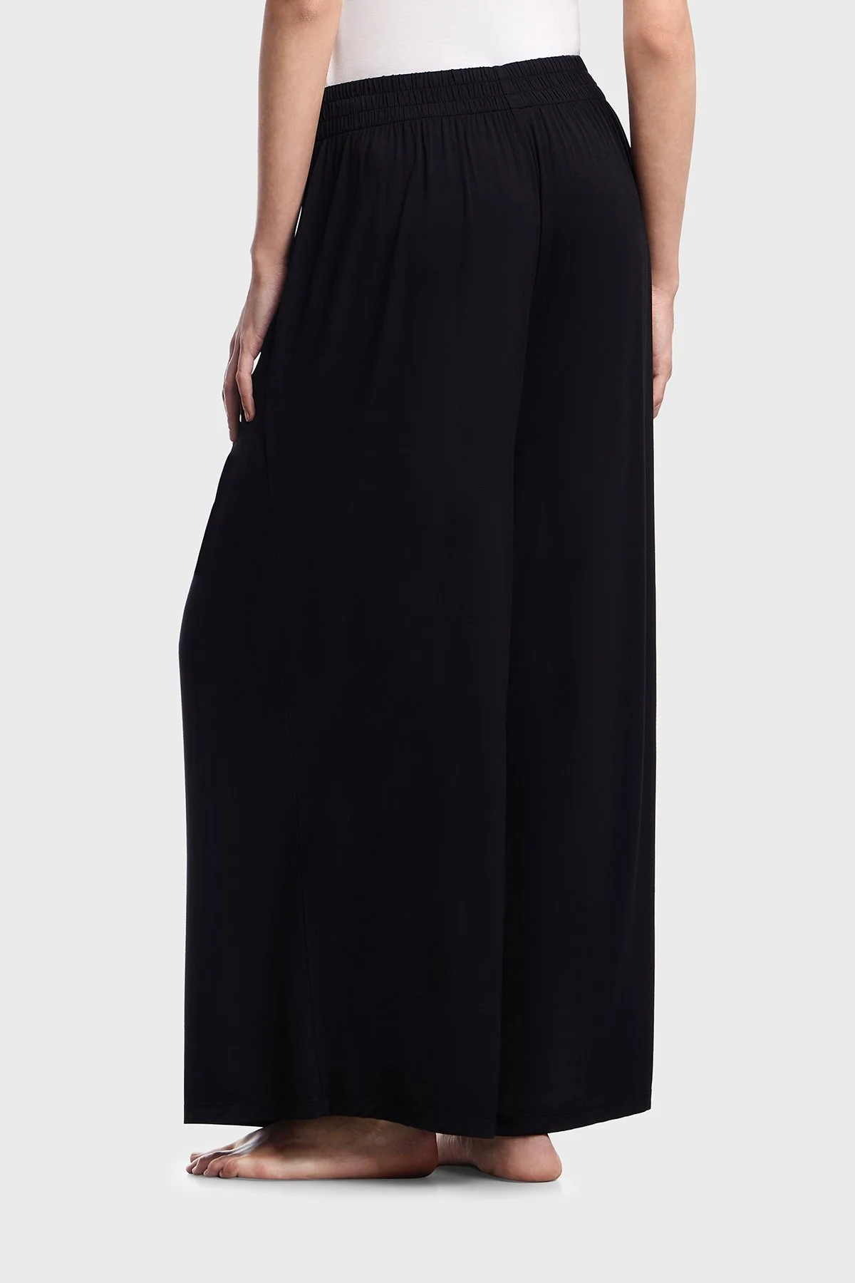 Emporio Armani Logolu Wide Leg Yüksek Bel Bayan Pantolon EW000522 AF19024 UC001 SİYAH - 2