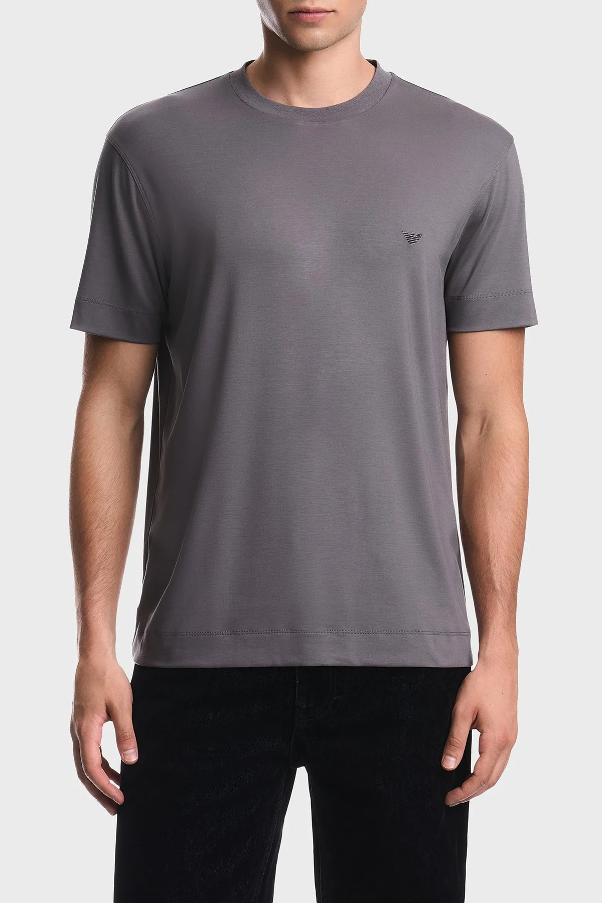Emporio Armani Logolu Yuvarlak Yaka Erkek T Shirt EM007357 AF13721 U8092 Füme - 1