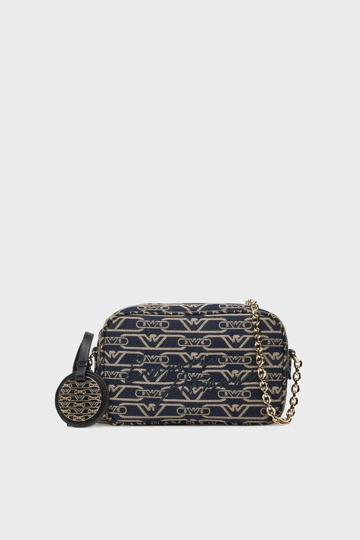 Emporio Armani Logolu Zincir Askılı Kadın Çanta EW001891 AF16095 FB237 EKRU-LACİVERT - 1