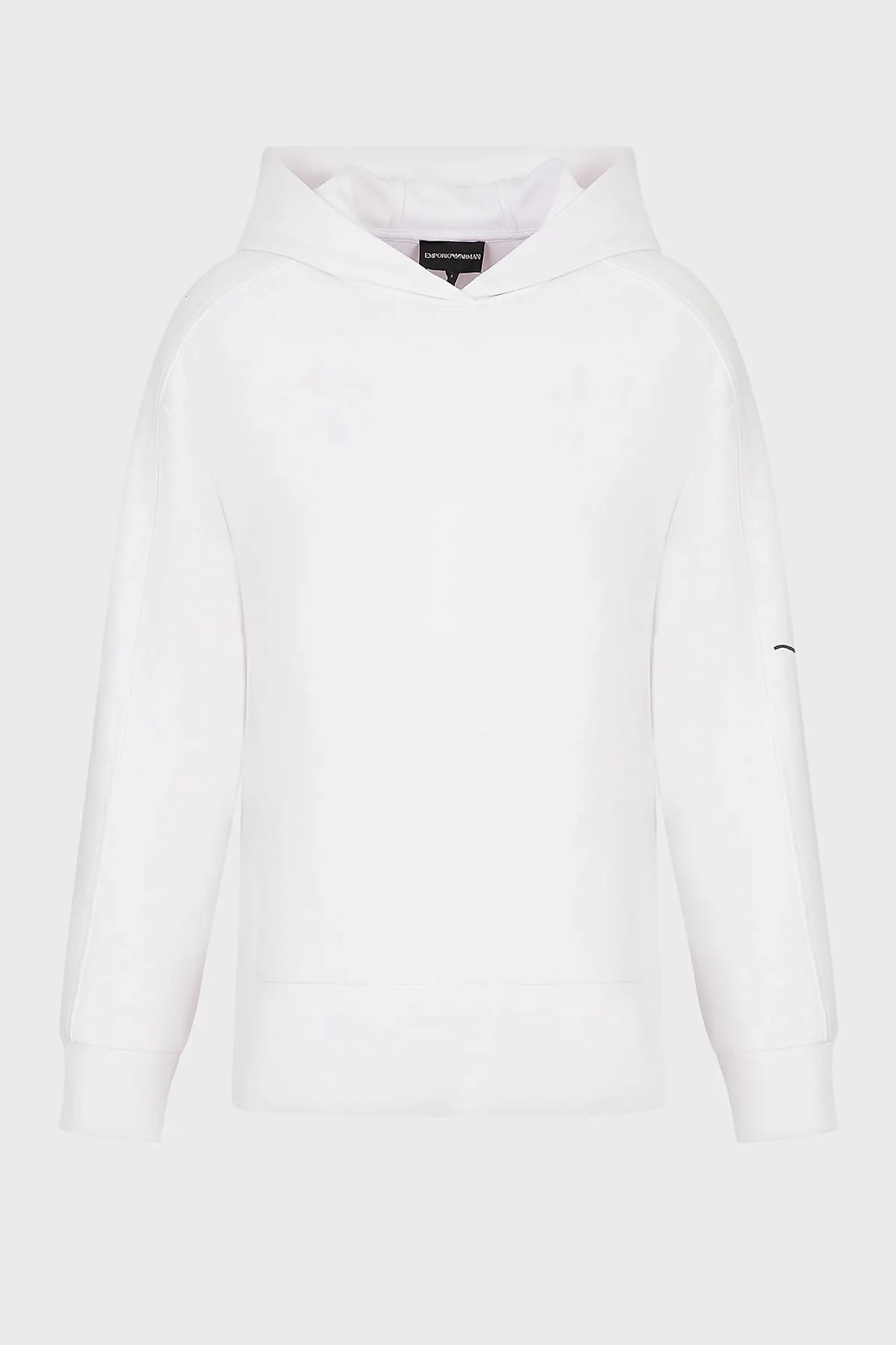 Emporio Armani Loose Fit Kanguru Cepli Kapüşonlu Bayan Sweat 3R2M7C 2JVKZ 0100 BEYAZ - 5