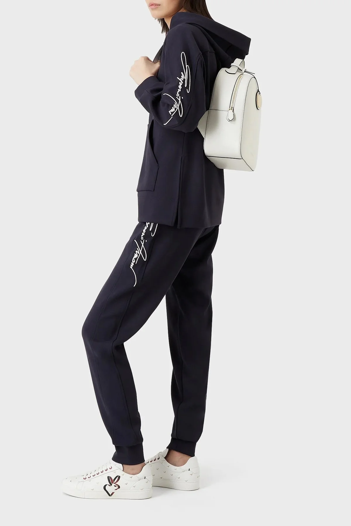 Emporio Armani Loose Fit Kanguru Cepli Kapüşonlu Bayan Sweat 3R2M7C 2JVKZ 0828 LACİVERT - 3