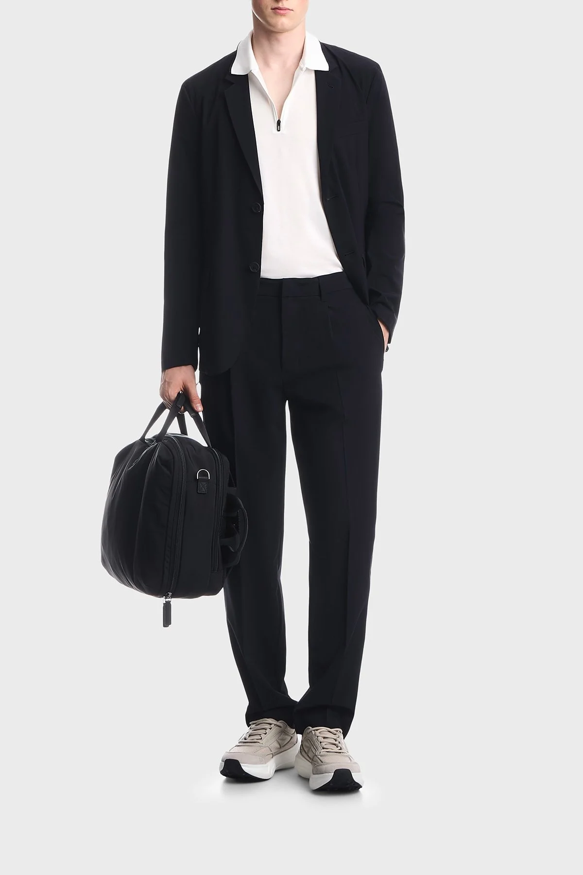 Emporio Armani Lyocell Karışımlı Fermuarlı Erkek Polo EM006341 AF10017 U0003 Beyaz - 2