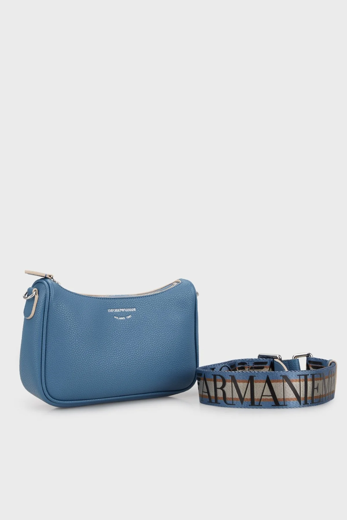 Emporio Armani Marka Baskılı Çıkarılabilir ve Ayarlanabilir Omuz Askılı Bayan Çanta Y3H293 YFO5E 80569 MAVİ - 2