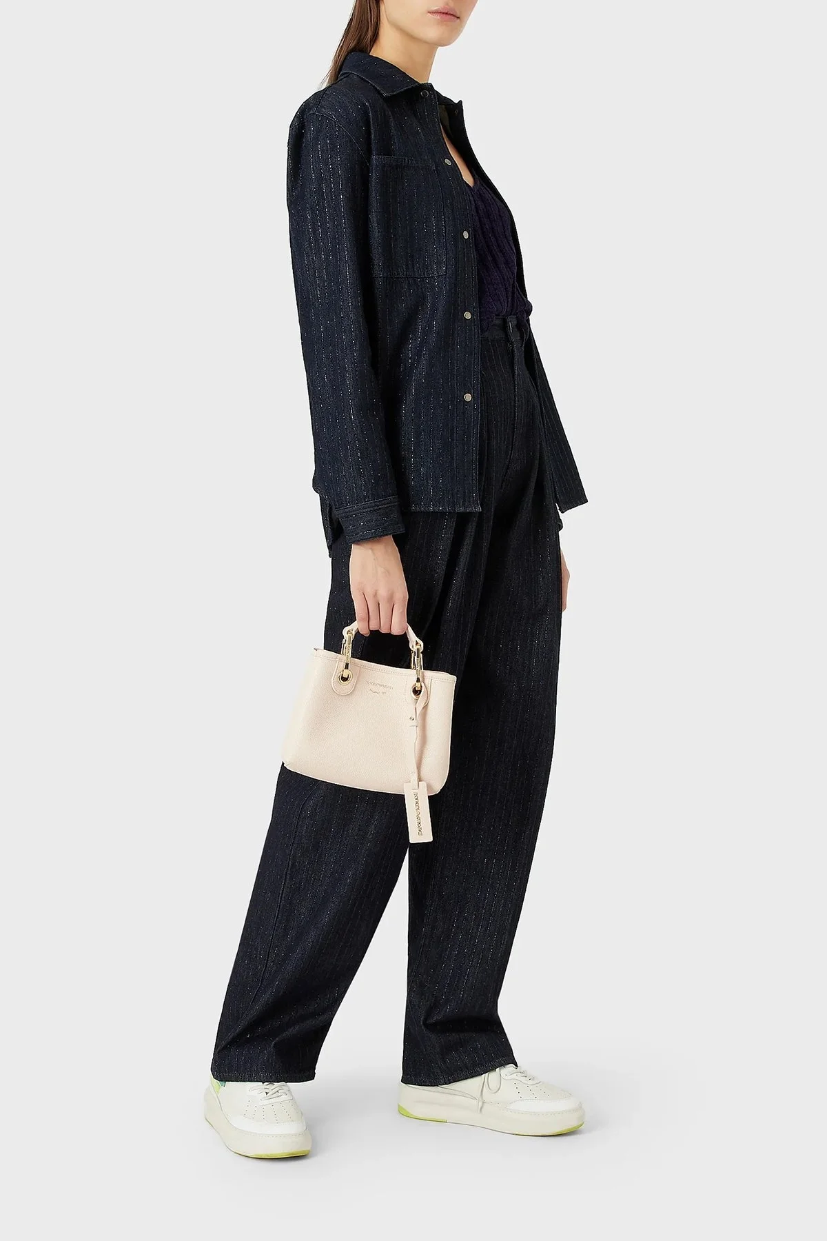 Emporio Armani Marka Logolu Çıkarılabilir Uzatma Askılı Bayan Çanta Y3D176 YFO5B 88820 PUDRA - 3