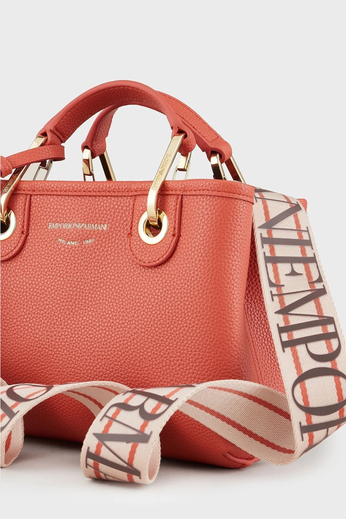 Emporio Armani Marka Logolu Çıkarılabilir Uzatma Askılı Bayan Çanta Y3D176 YFO5B 89612 KİREMİT - 3