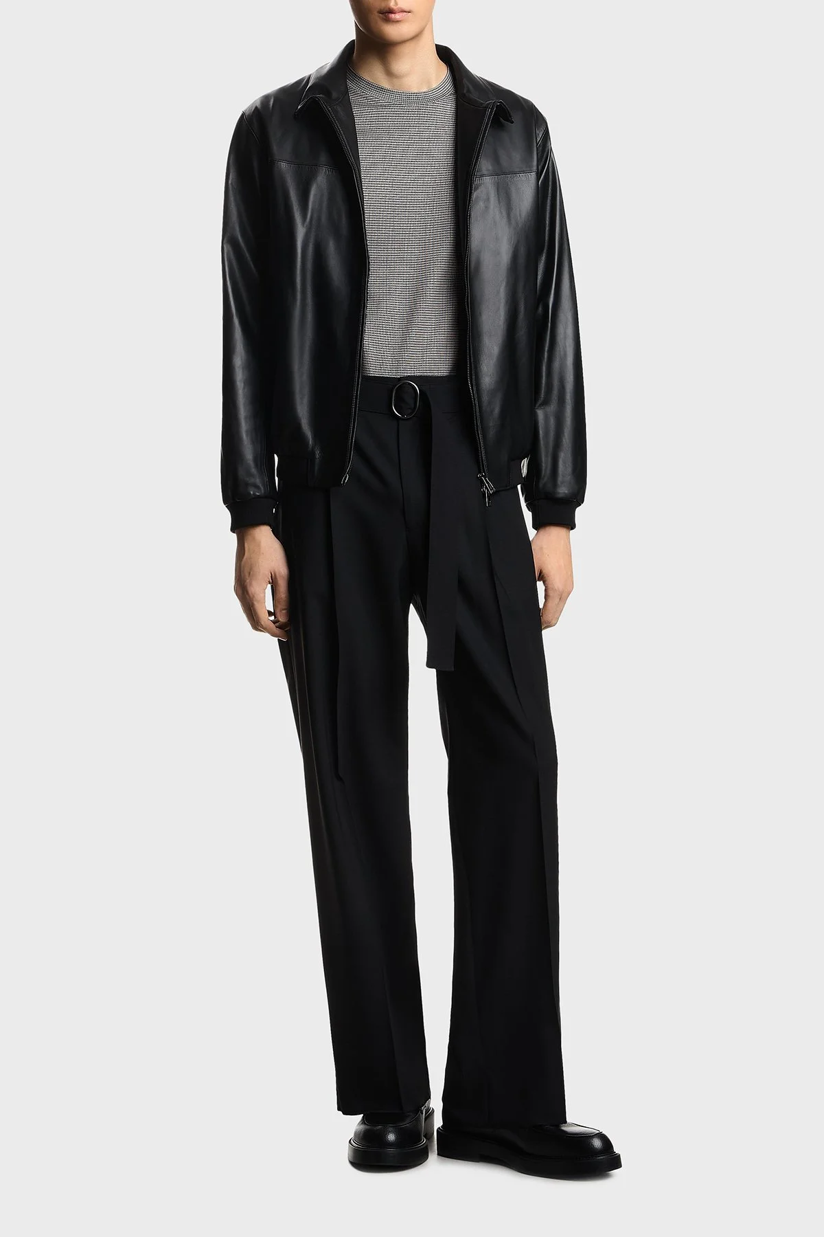 Emporio Armani Mikro Baskılı Pamuk Karışımlı Regular Fit Erkek T Shirt EM004914 AF24857 F1158 BEJ - 2