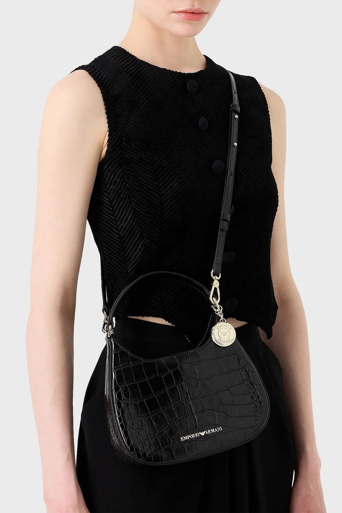 Emporio Armani Mini Cüzdanlı Çıkarılabilir Omuz Askılı Bayan Çanta Y3H324 YWF0A 80001 SİYAH - 2