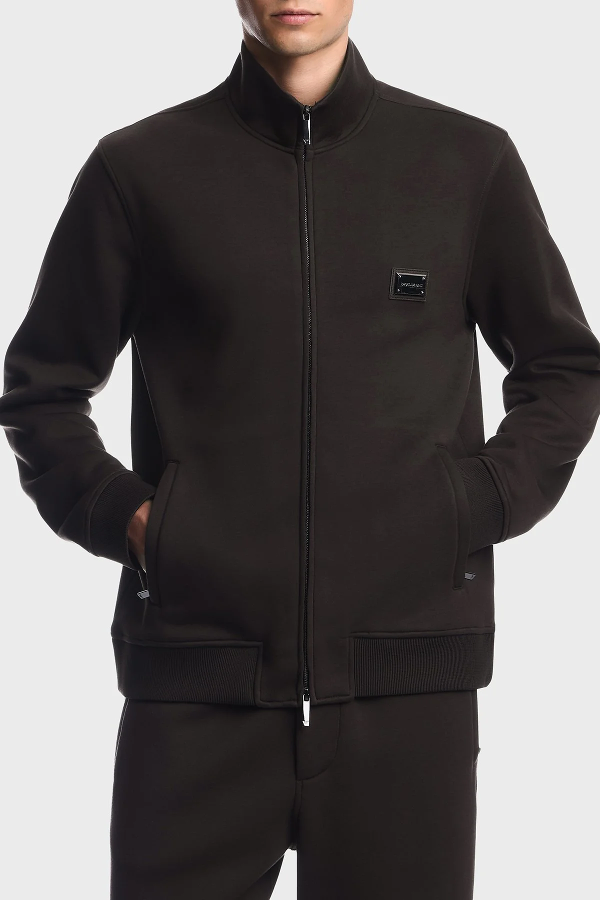 Emporio Armani Modal Kumaş Dik Yaka Fermuarlı Erkek Sweat EM006821 AF17545 U6030 Koyu kahve - 1