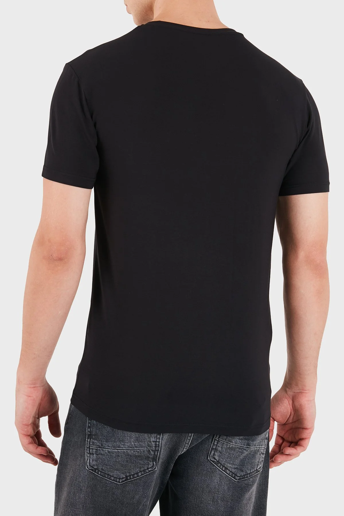 Emporio Armani Modal Kumaş Regular Fit Bisiklet Yaka Erkek T Shirt EM000379 AF25034 UC001 Siyah - 2