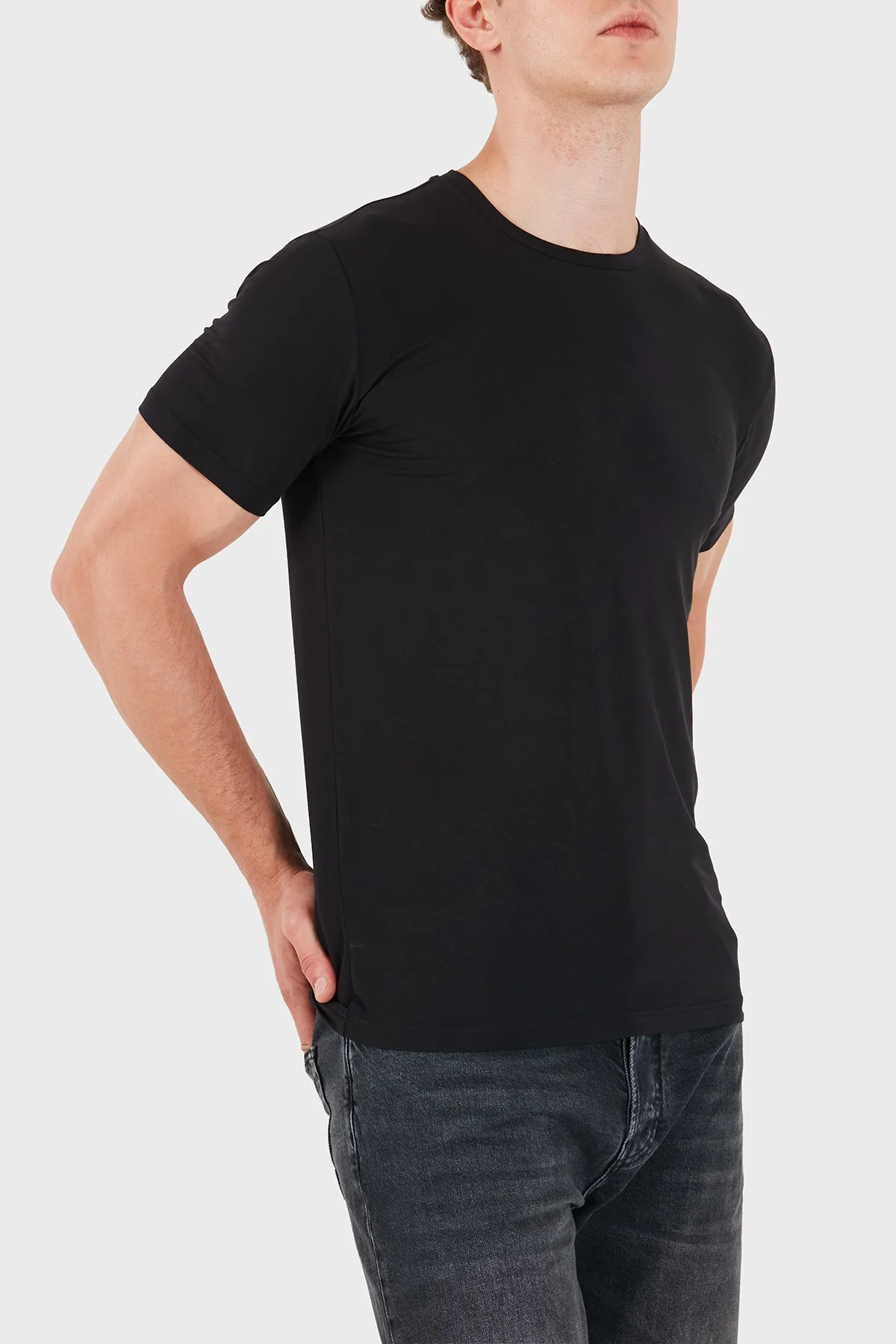 Emporio Armani Modal Kumaş Regular Fit Bisiklet Yaka Erkek T Shirt EM000379 AF25034 UC001 Siyah - 3