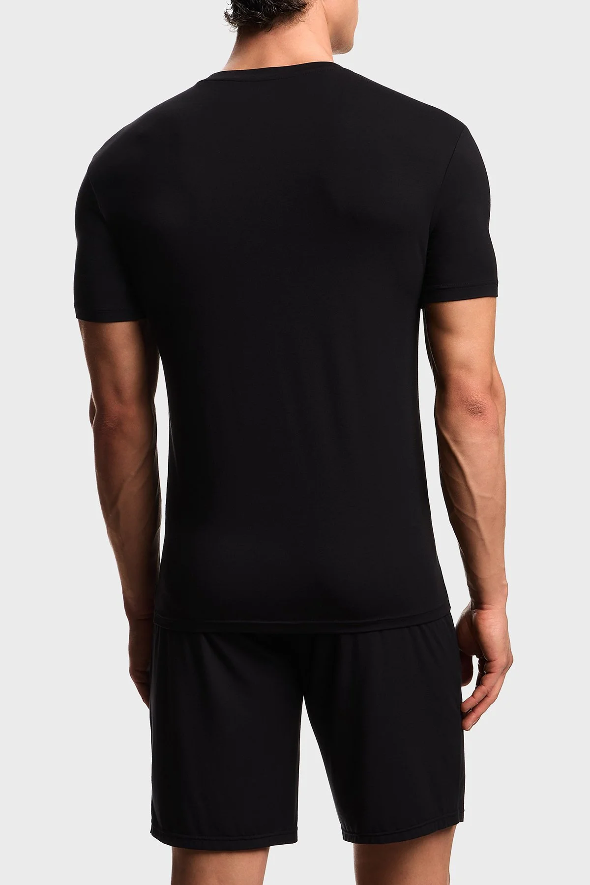 Emporio Armani Modal Slim Fit Logolu Bisiklet Yaka Erkek T Shirt EM000379 AF18894 UC001 SİYAH - 2