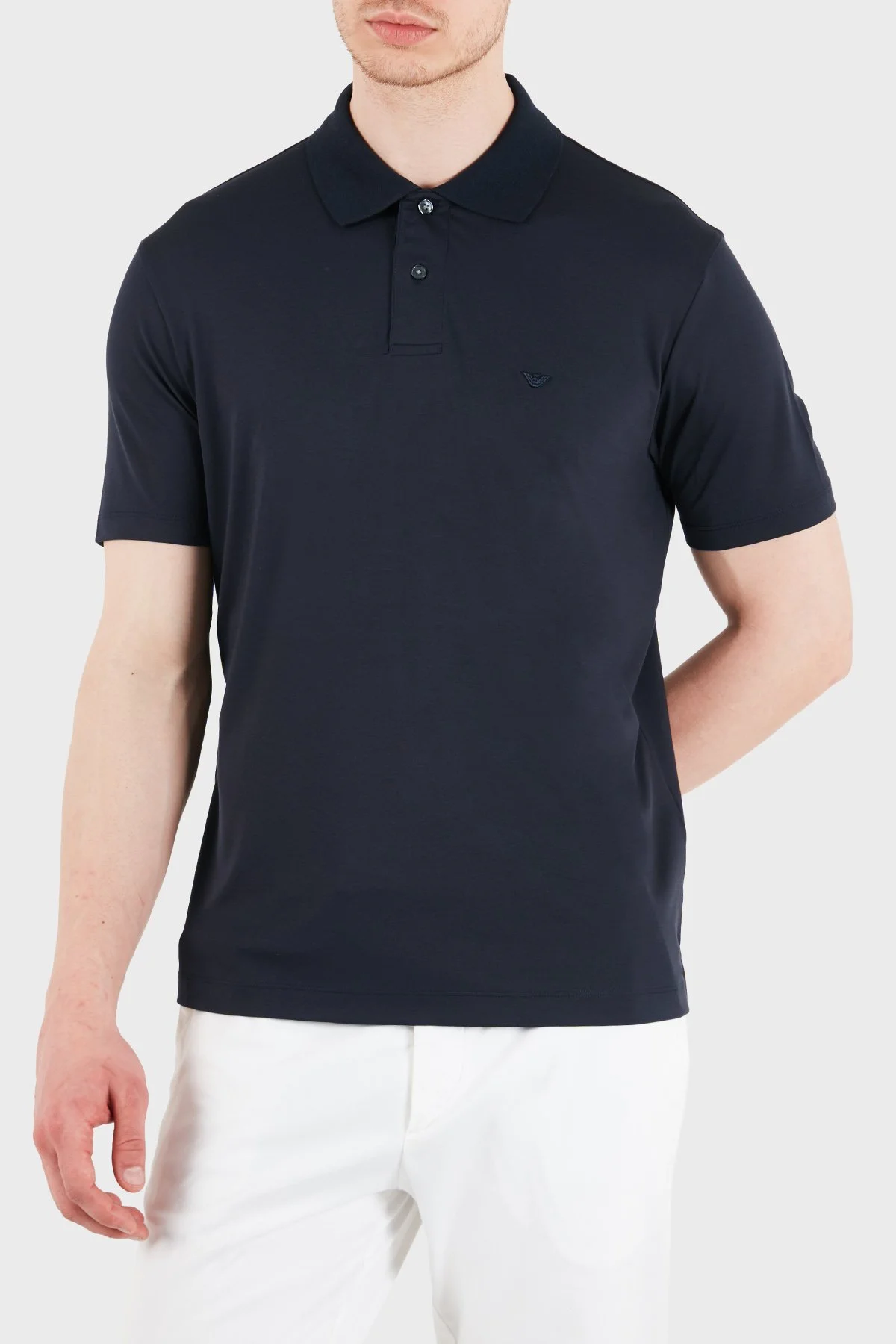 Emporio Armani Modal ve İpek Karışımlı Düğmeli Erkek Polo EM004526 AF13721 UB118 LACİVERT - 1