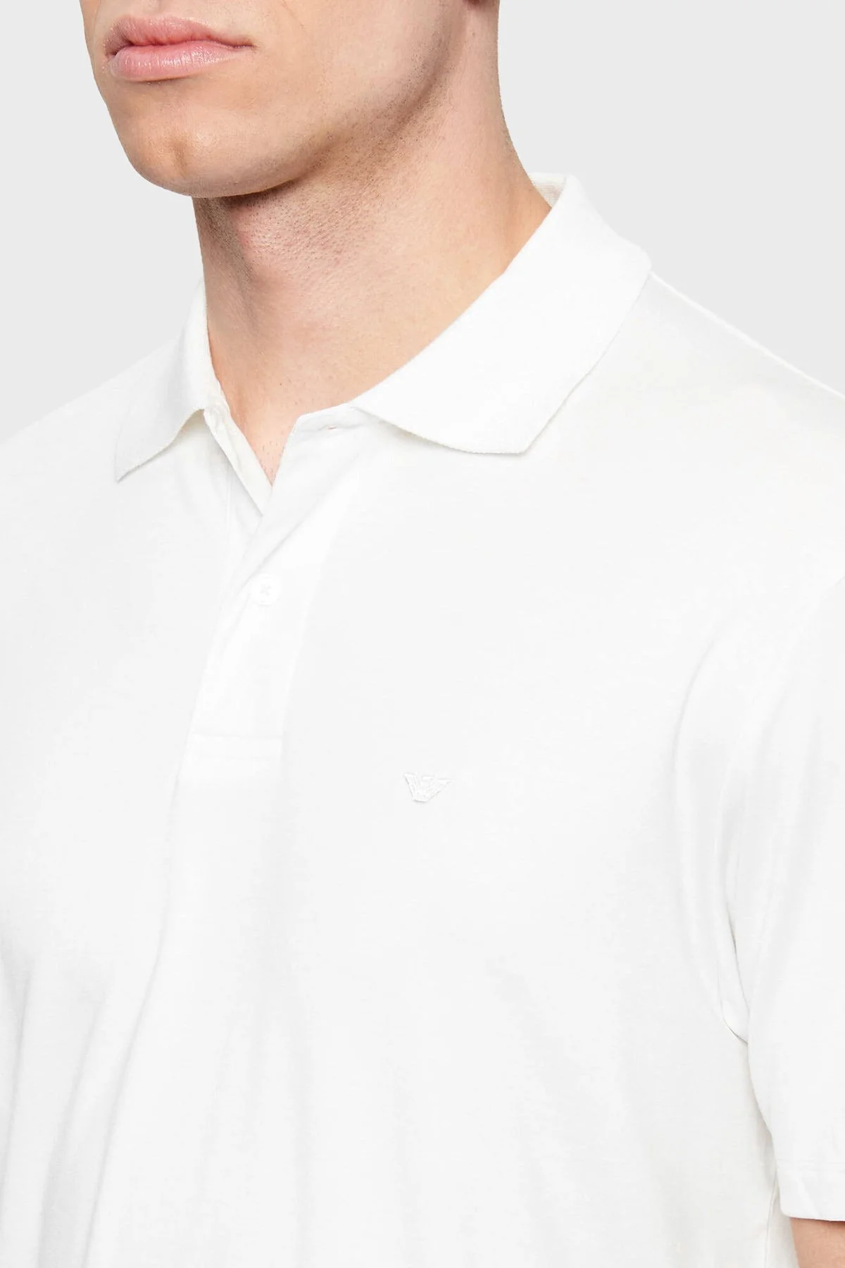 Emporio Armani Modal ve İpek Karışımlı Regular Fit Düğmeli Erkek Polo EM004526 AF13721 U0003 BEYAZ - 3