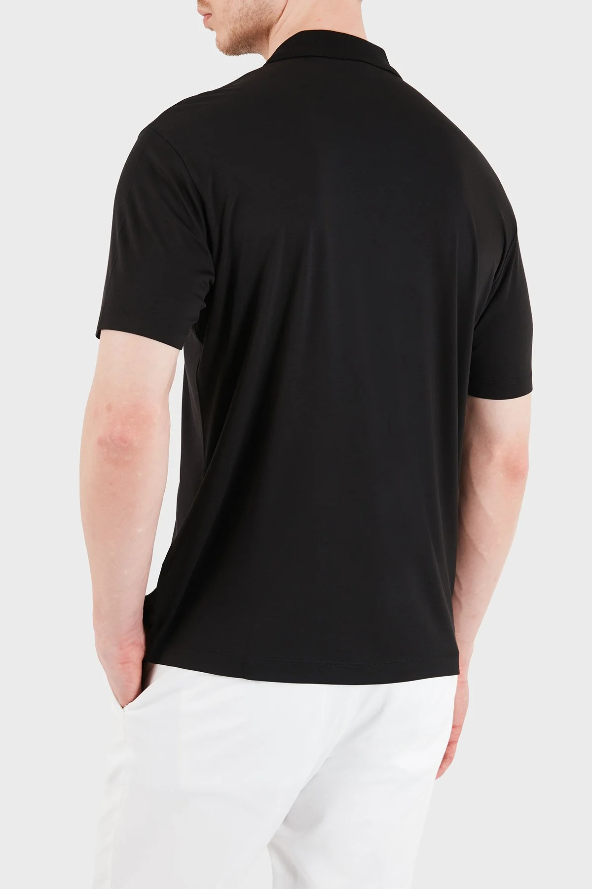 Emporio Armani Modal ve İpek Karışımlı Regular Fit Düğmeli Erkek Polo EM004526 AF13721 UC001 SİYAH - 3