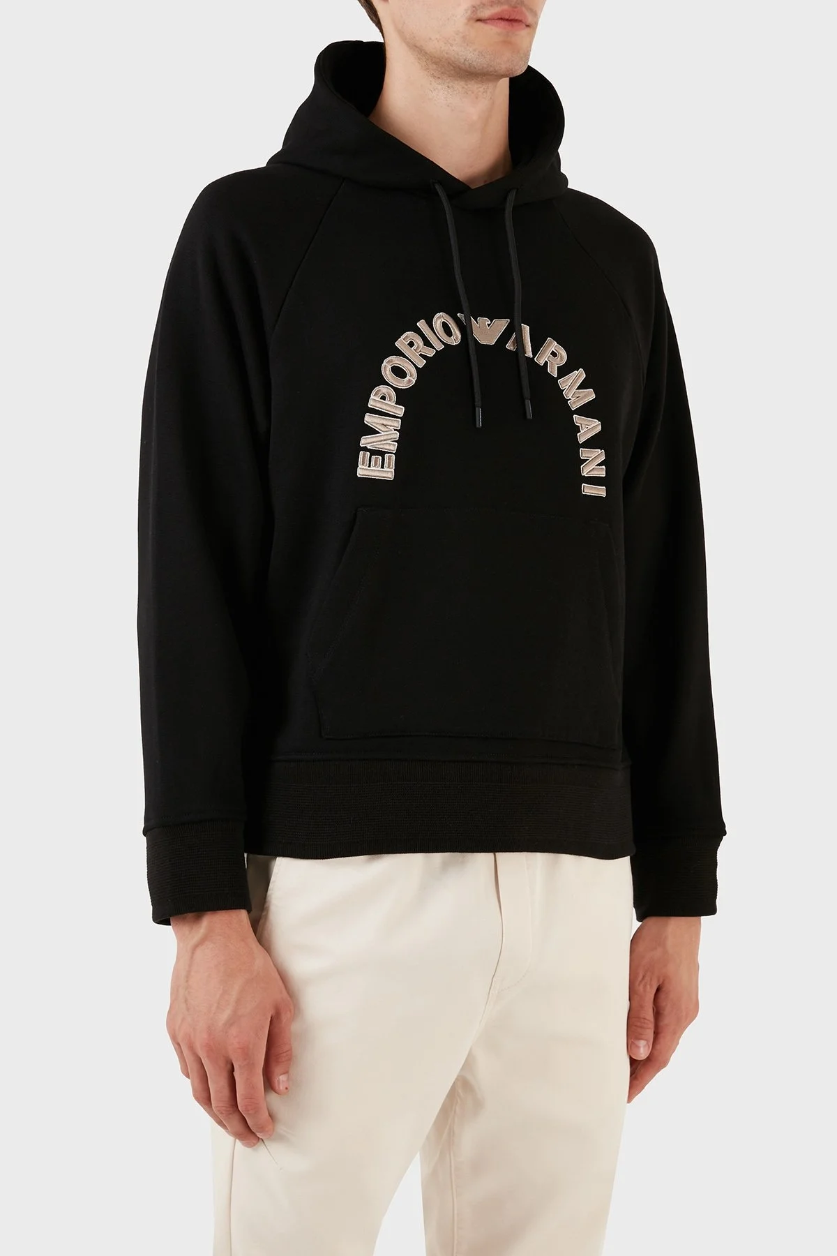 Emporio Armani Nakış İşlemeli Logolu Kapüşonlu Cepli Regular Fit Pamuklu Erkek Sweat 6R1ME9 1JWPZ 00C5 SİYAH - 2