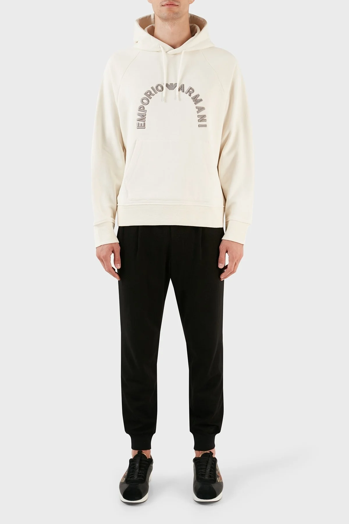 Emporio Armani Nakış İşlemeli Logolu Kapüşonlu Cepli Regular Fit Erkek Sweat 6R1ME9 1JWPZ 01L2 EKRU - 4