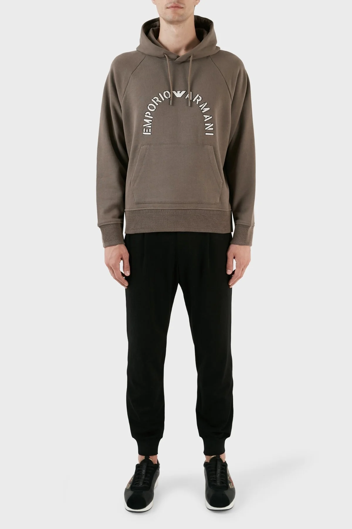 Emporio Armani Nakış İşlemeli Logolu Kapüşonlu Cepli Regular Fit Pamuklu Erkek Sweat 6R1ME9 1JWPZ 04A8 KAHVE - 9