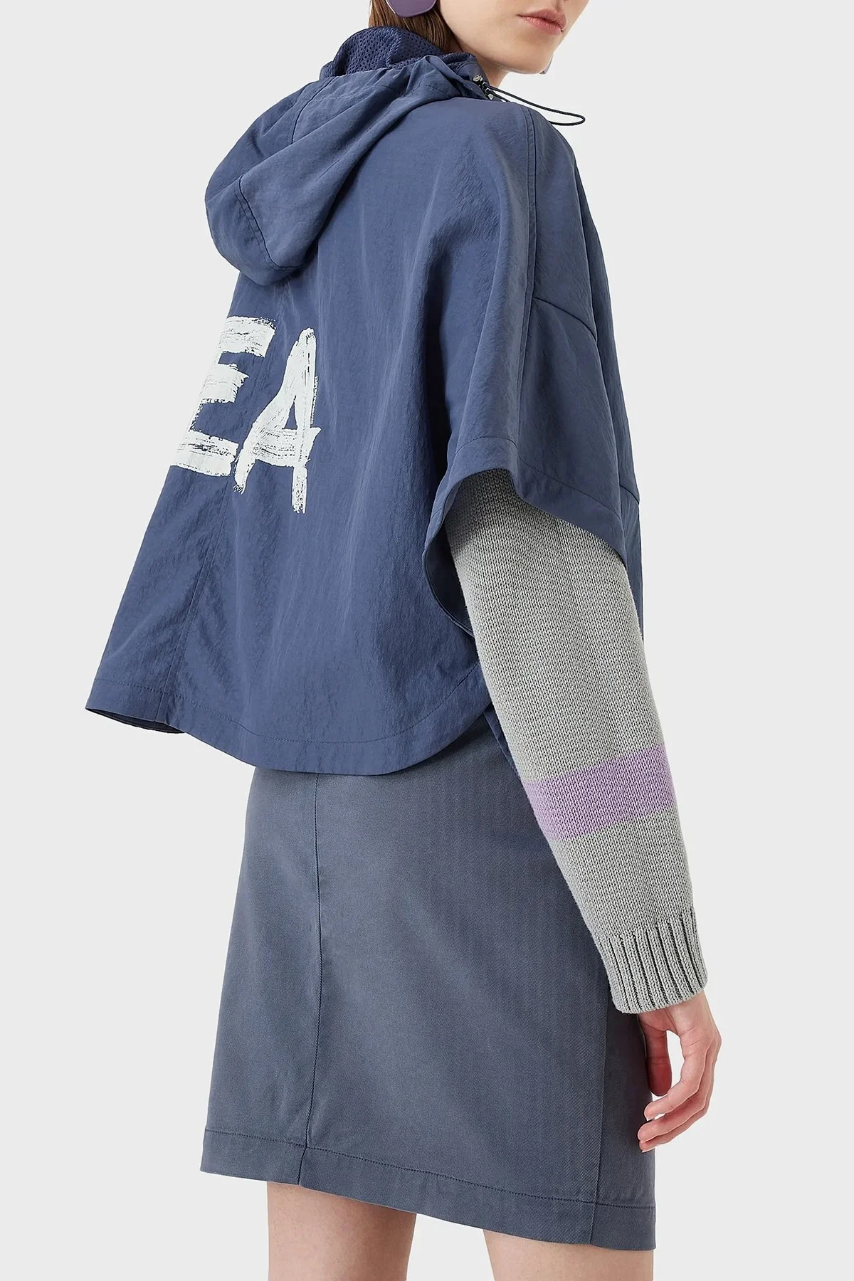 Emporio Armani Neme Dayanıklı Çabuk Kuruyan Kapüşonlu Regular Fit İnce Bayan Mont 6L2B61 2NIKZ 0914 LACİVERT - 2