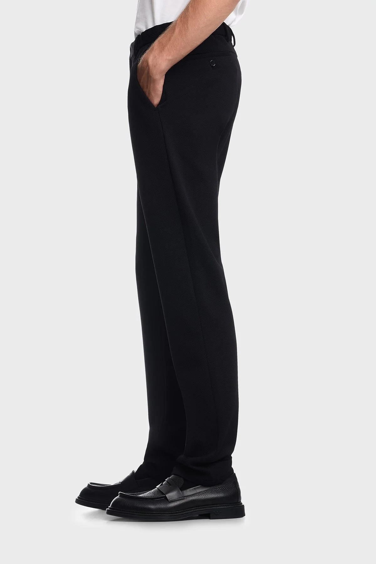 Emporio Armani Normal Bel Düz Paça Jarse Pike Erkek Pantolon EM001761 TE22904 UC001 Siyah - 4