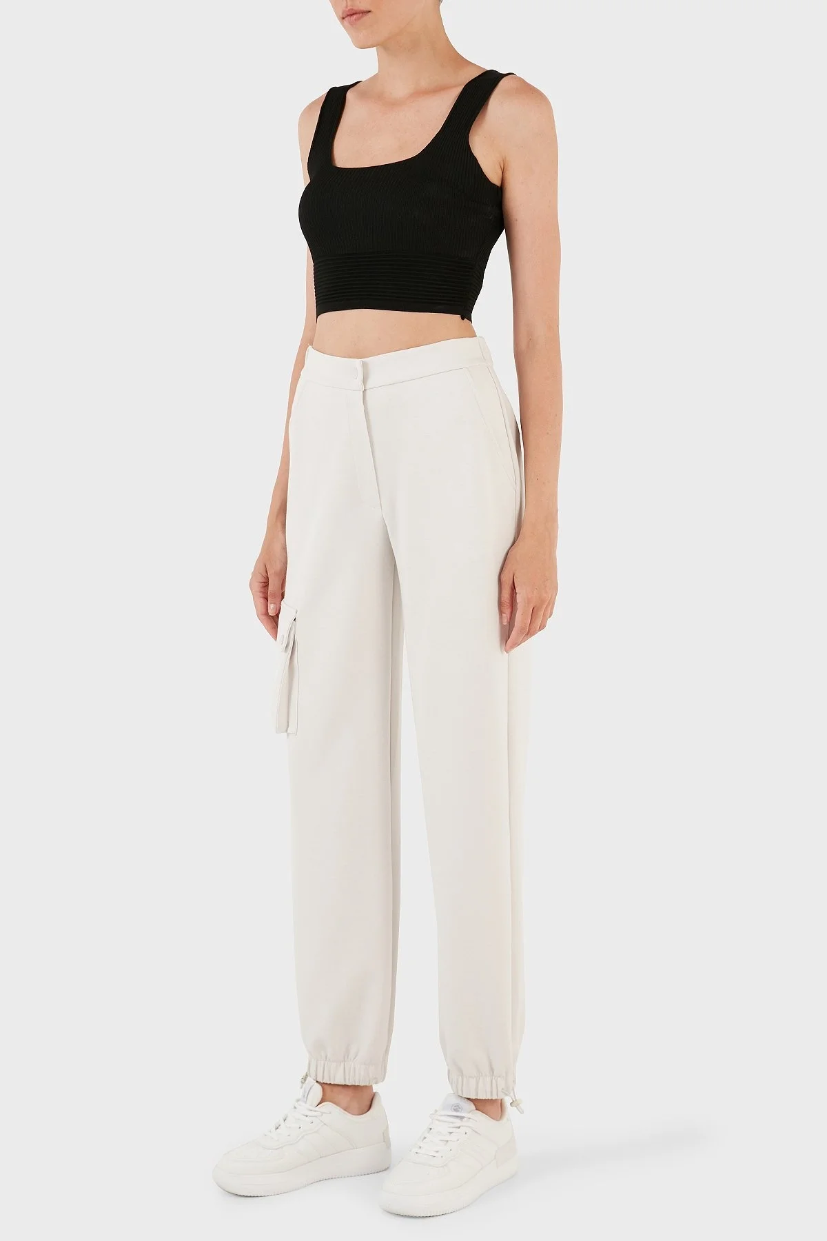 Emporio Armani Normal Bel Regular Fit Jogger Spor Bayan Pantolon 6R2P7G 2JRKZ 0103 EKRU - 7