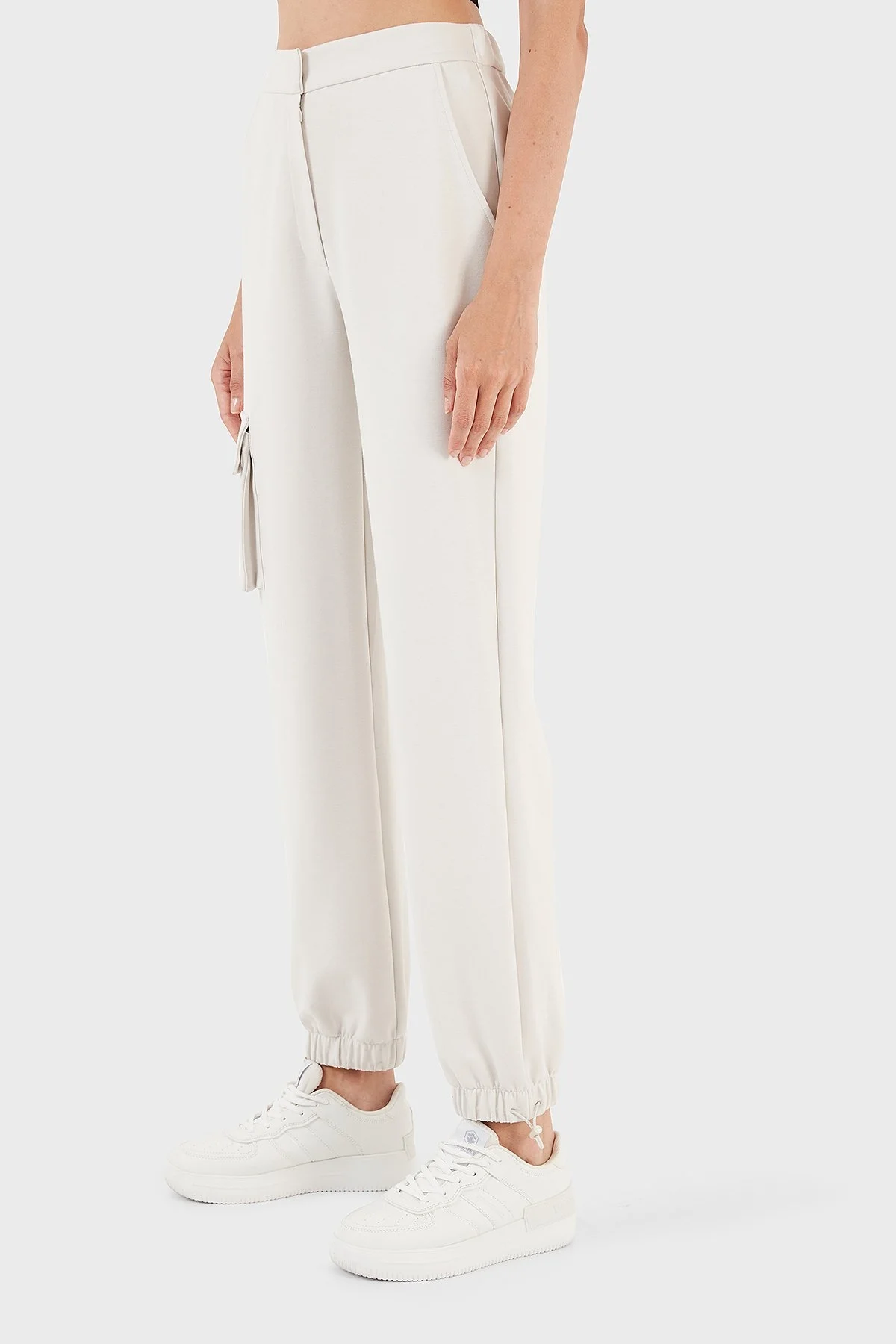 Emporio Armani Normal Bel Regular Fit Jogger Spor Bayan Pantolon 6R2P7G 2JRKZ 0103 EKRU - 9