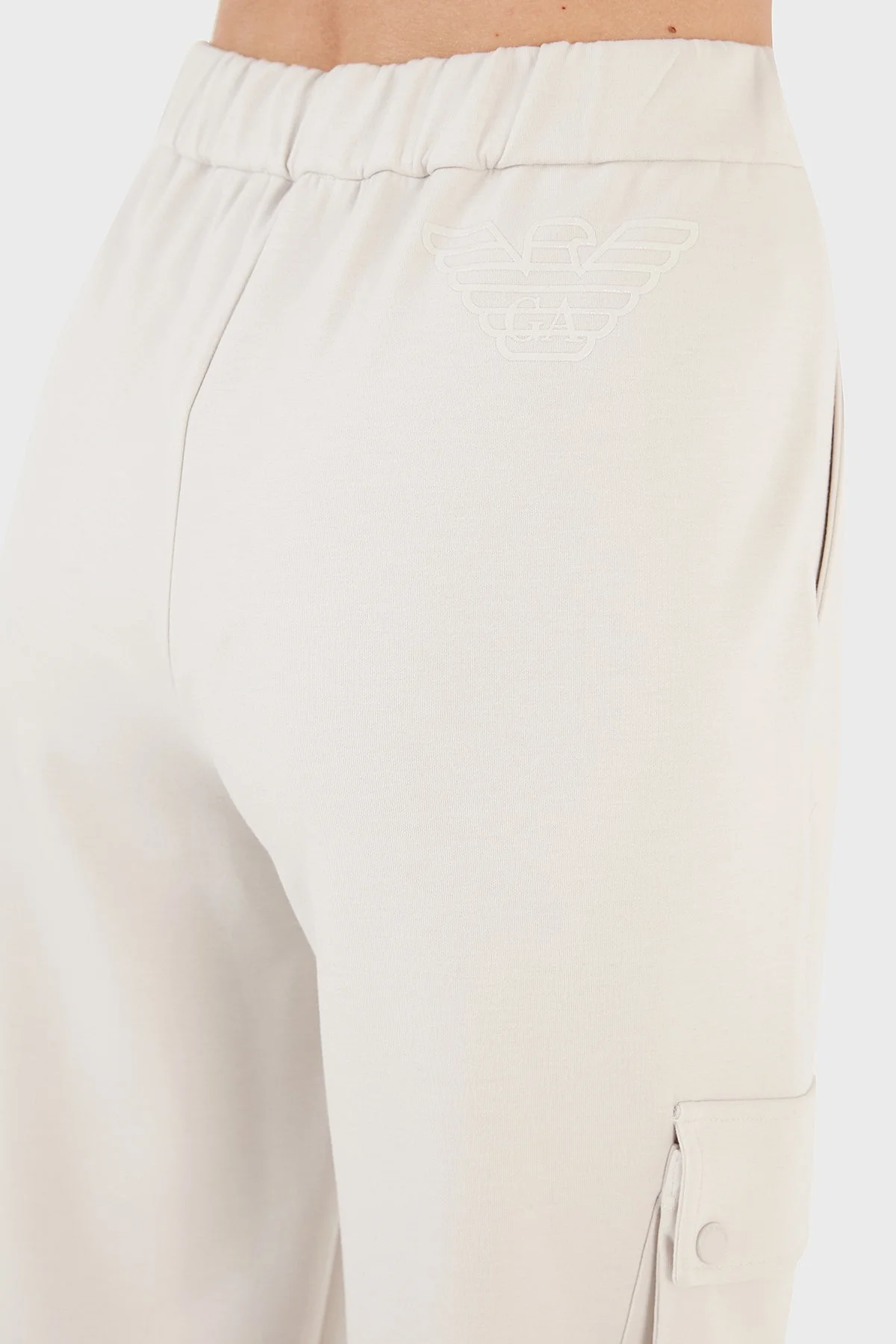 Emporio Armani Normal Bel Regular Fit Jogger Spor Bayan Pantolon 6R2P7G 2JRKZ 0103 EKRU - 12