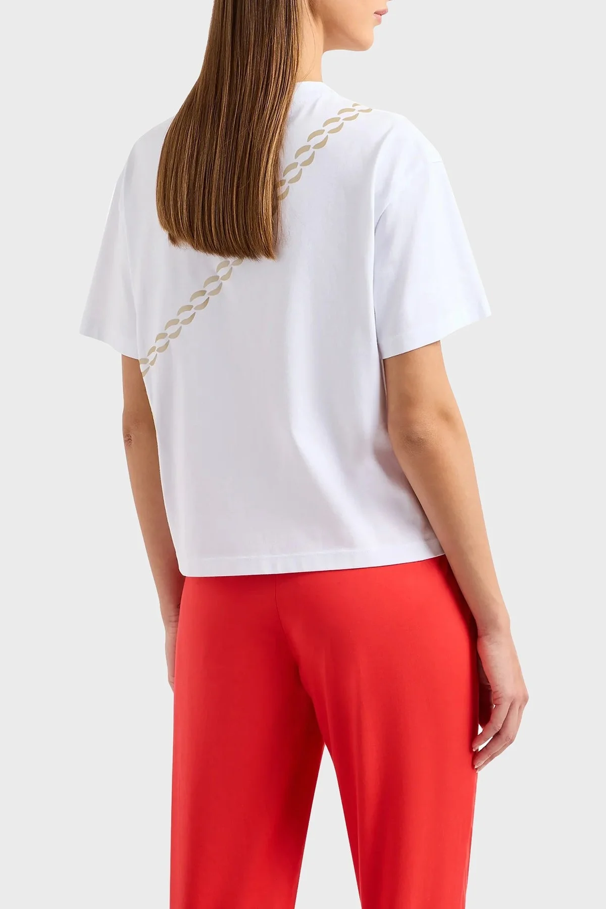 Emporio Armani Organik Pamuklu Boxy Fit Bisiklet Yaka Bayan T Shirt 3D2T7E 2J4EZ 0100 BEYAZ - 2