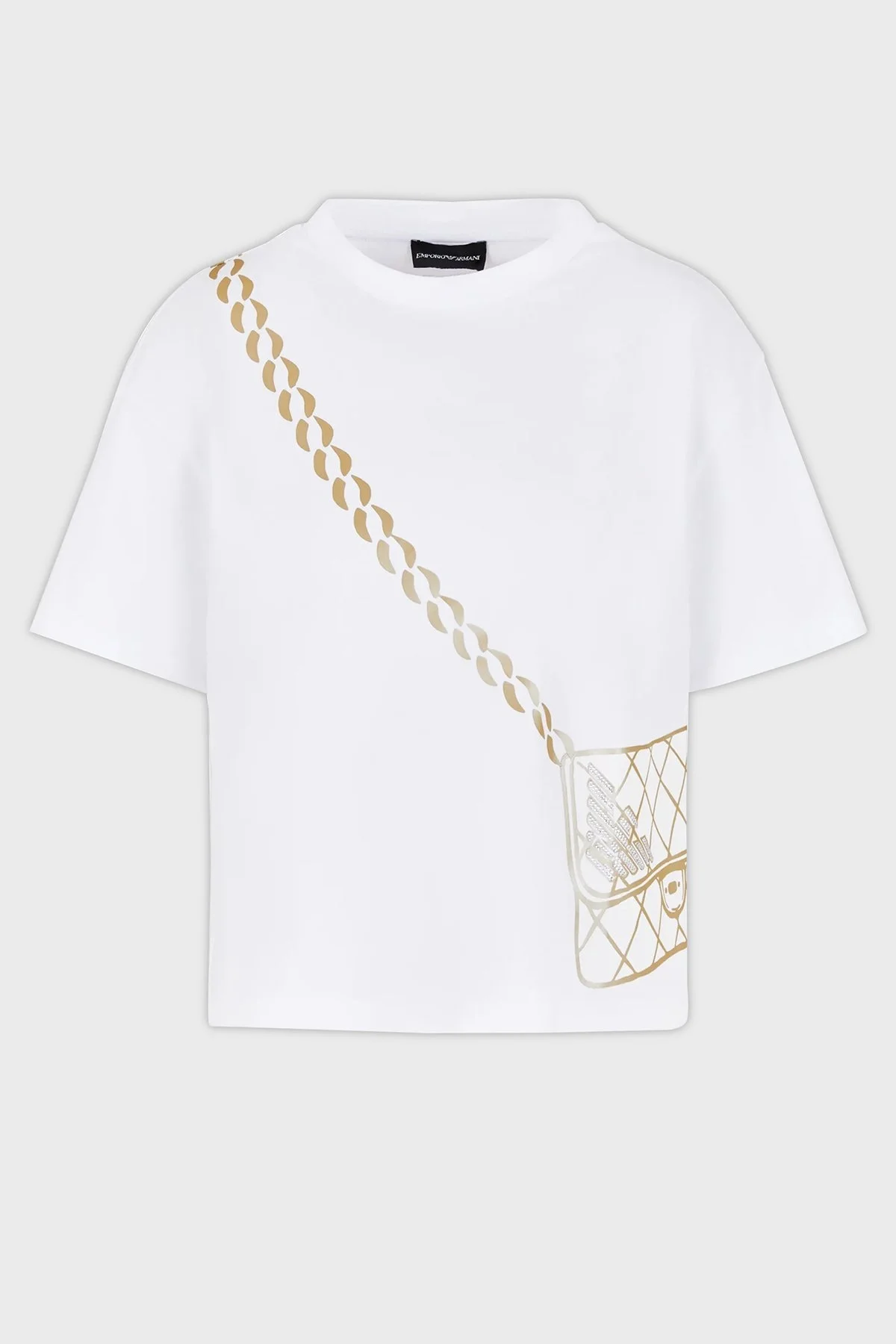 Emporio Armani Organik Pamuklu Boxy Fit Bisiklet Yaka Bayan T Shirt 3D2T7E 2J4EZ 0100 BEYAZ - 4