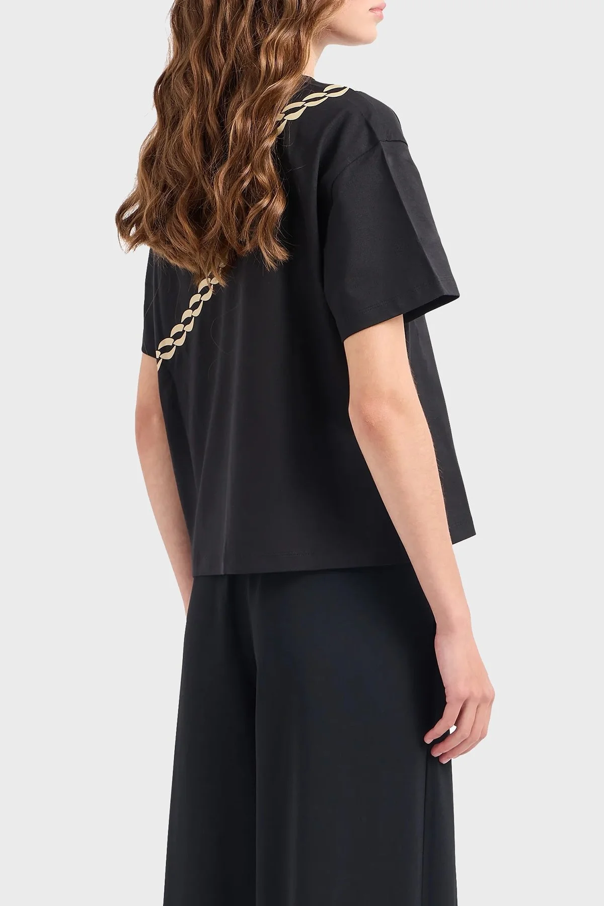 Emporio Armani Organik Pamuklu Boxy Fit Bisiklet Yaka Bayan T Shirt 3D2T7E 2J4EZ 0999 SİYAH - 2