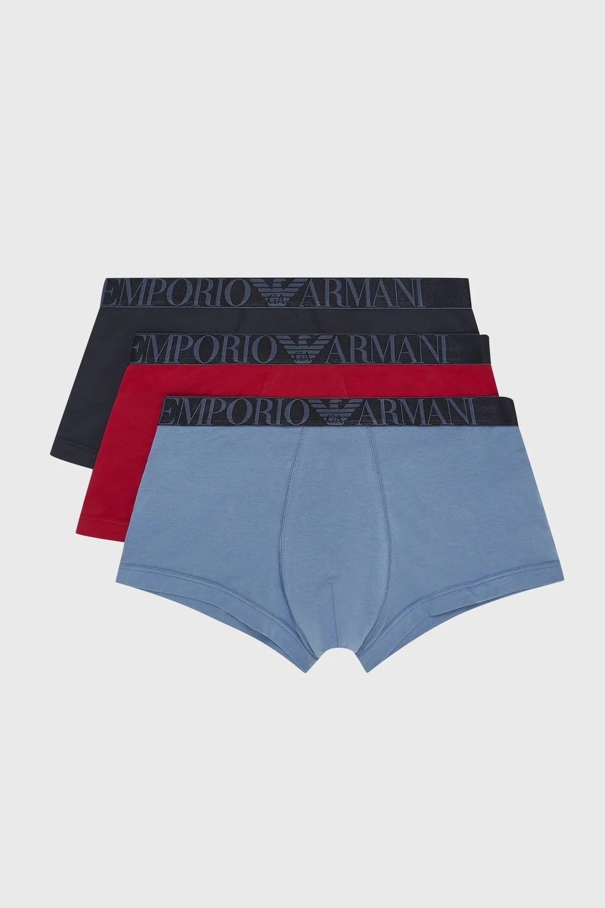Emporio Armani Organik Pamuklu Esnek 3 Pack Erkek Boxer 111357 4R726 05837 Mavi-Kırmızı-Lacivert - 4