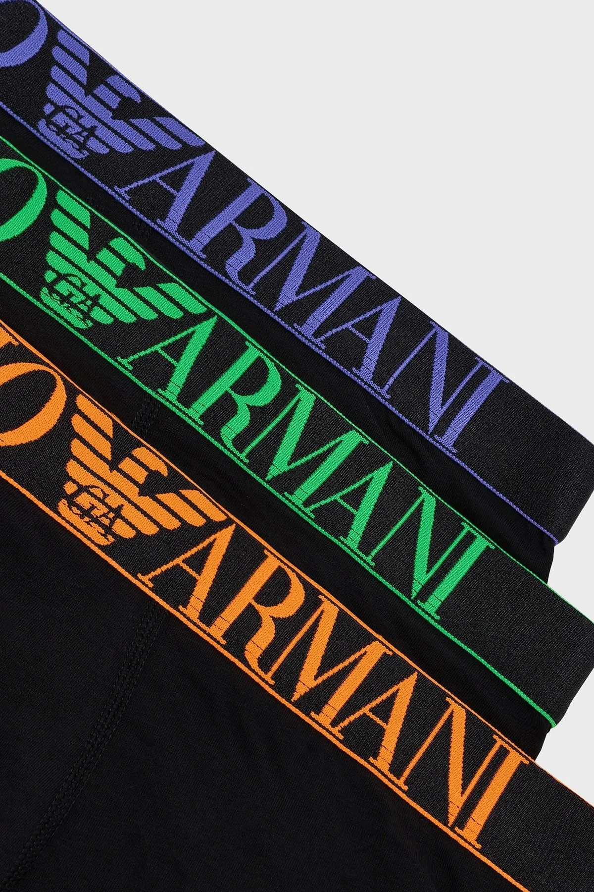 Emporio Armani Organik Pamuklu Esnek 3 Pack Erkek Boxer 111357 4R726 29821 Turuncu-Mor-Yeşil - 4