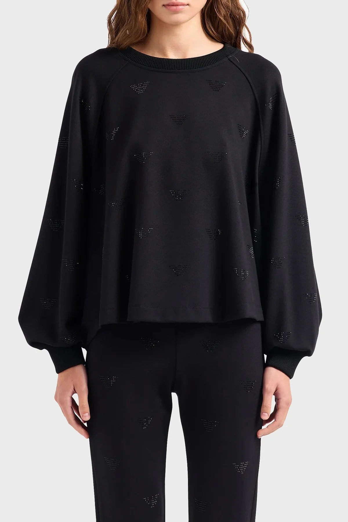Emporio Armani Oversize Fit Bisiklet Yaka Bayan Sweat 3D2M6C 2JZZZ 0999 SİYAH - 1