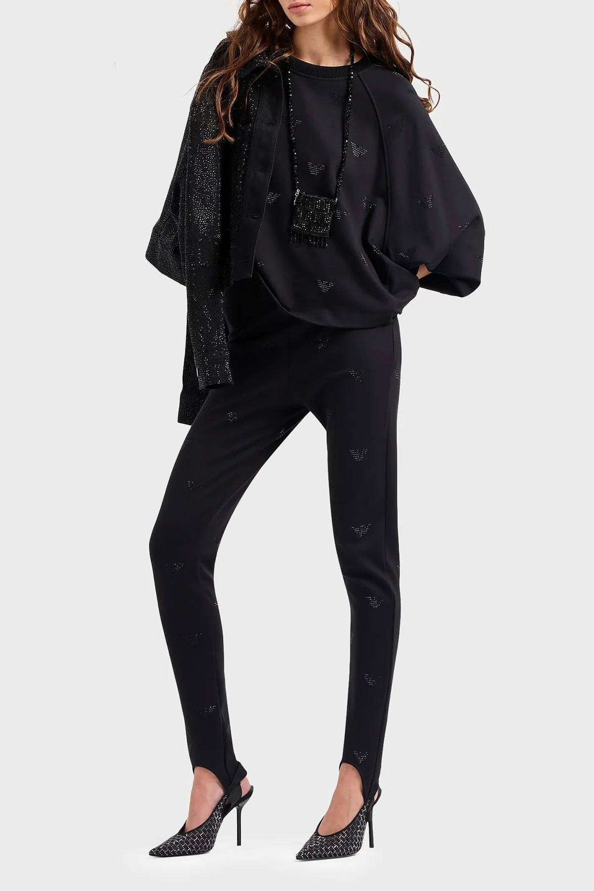 Emporio Armani Oversize Fit Bisiklet Yaka Bayan Sweat 3D2M6C 2JZZZ 0999 SİYAH - 3
