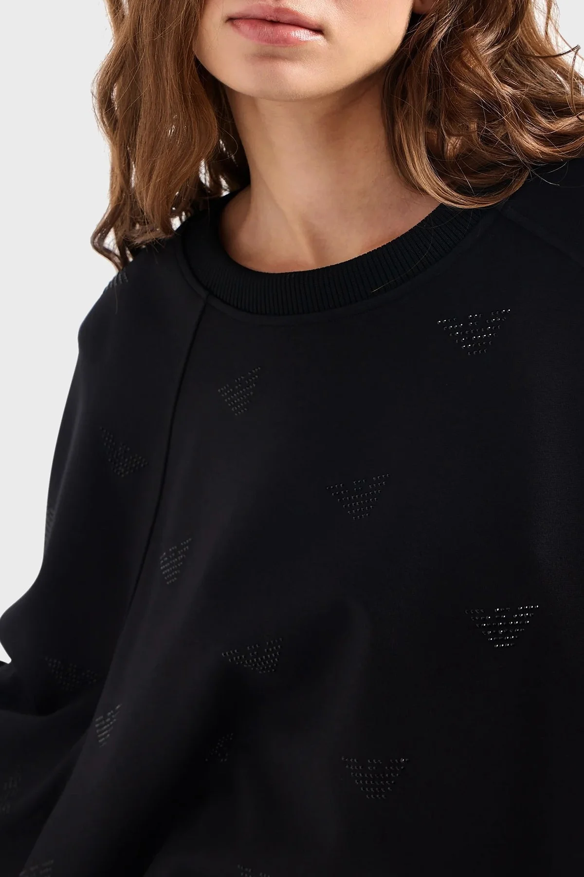 Emporio Armani Oversize Fit Bisiklet Yaka Bayan Sweat 3D2M6C 2JZZZ 0999 SİYAH - 4