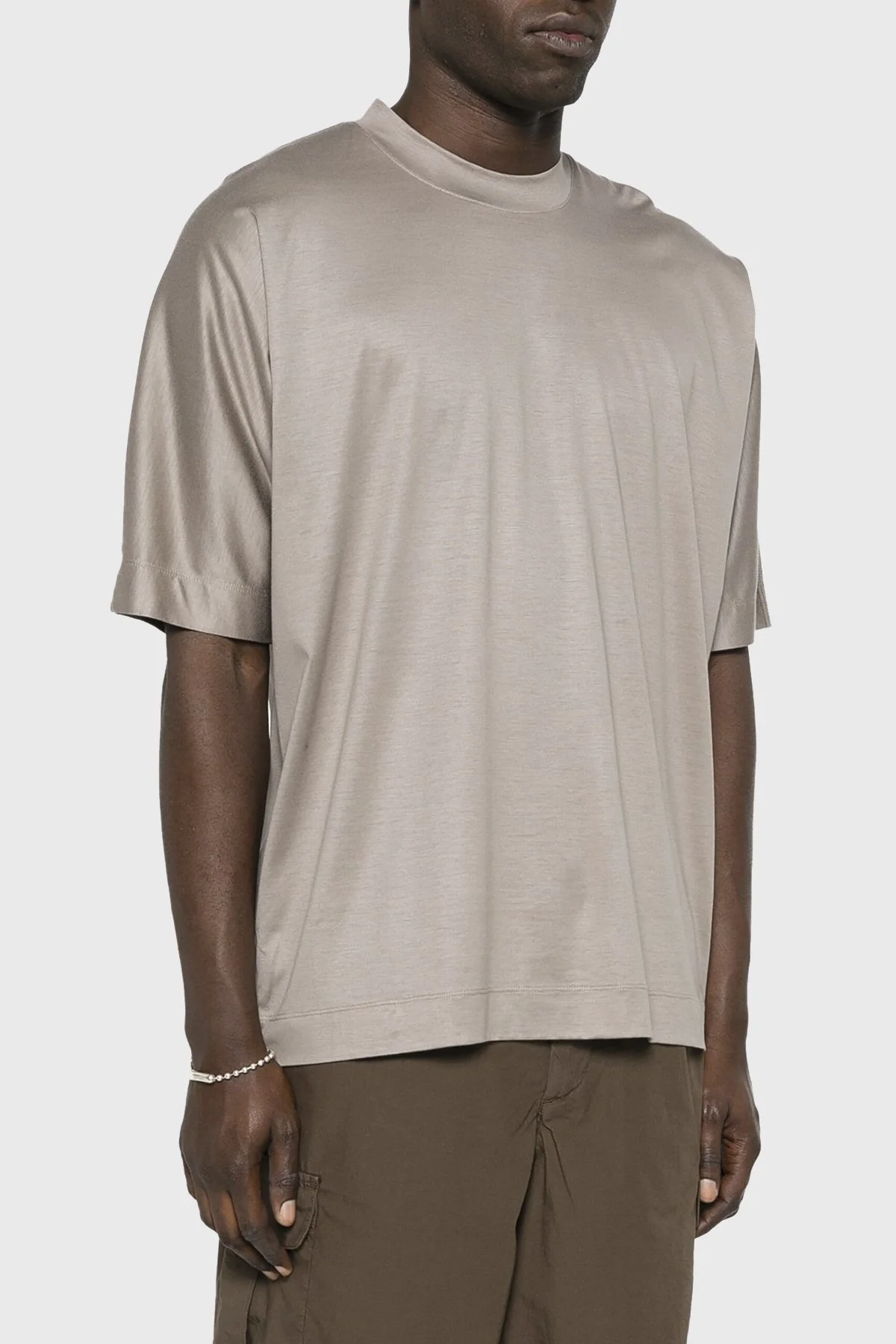 Emporio Armani Oversize Fit Bisiklet Yaka Erkek T Shirt 3D1TG2 1JUVZ 0650 BEJ - 1