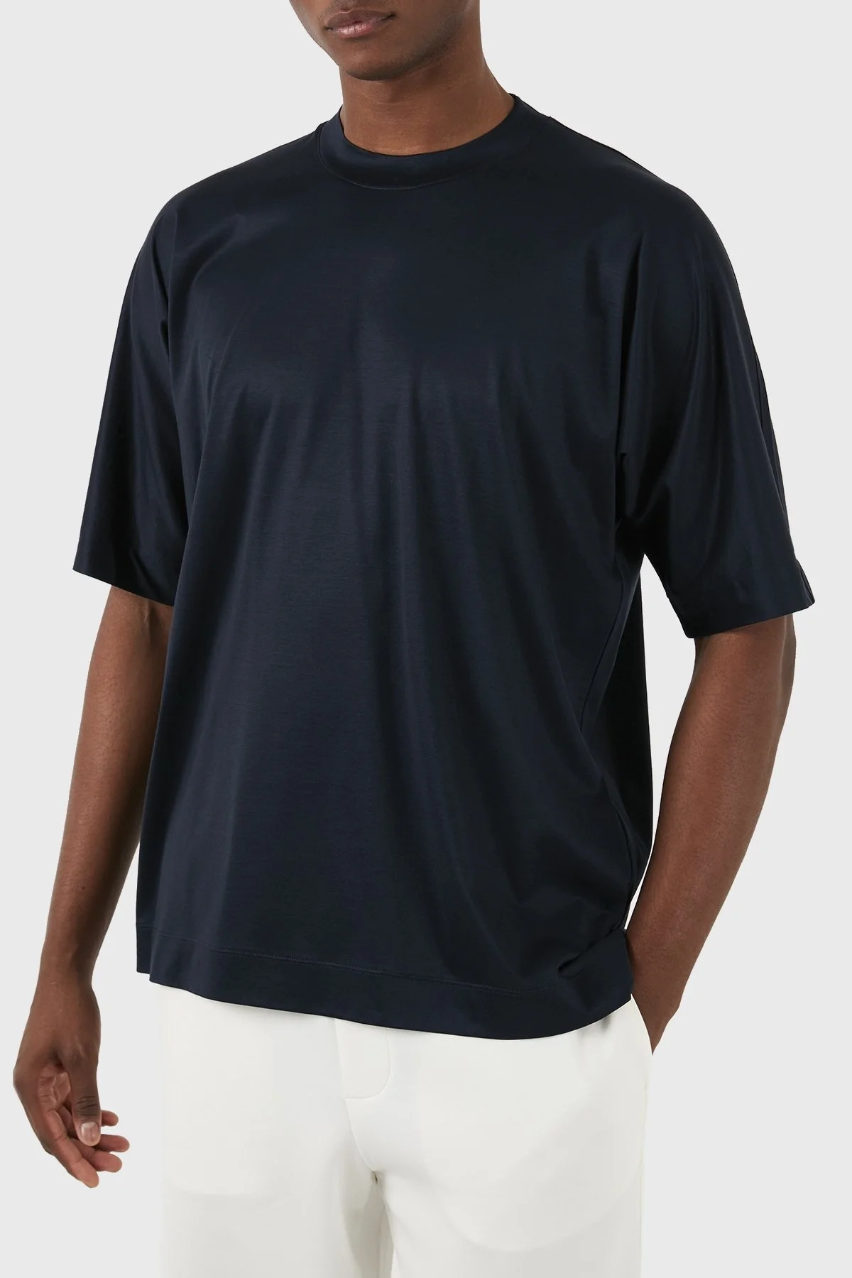 Emporio Armani Oversize Fit Bisiklet Yaka Erkek T Shirt 3D1TG2 1JUVZ 0920 LACİVERT - 2